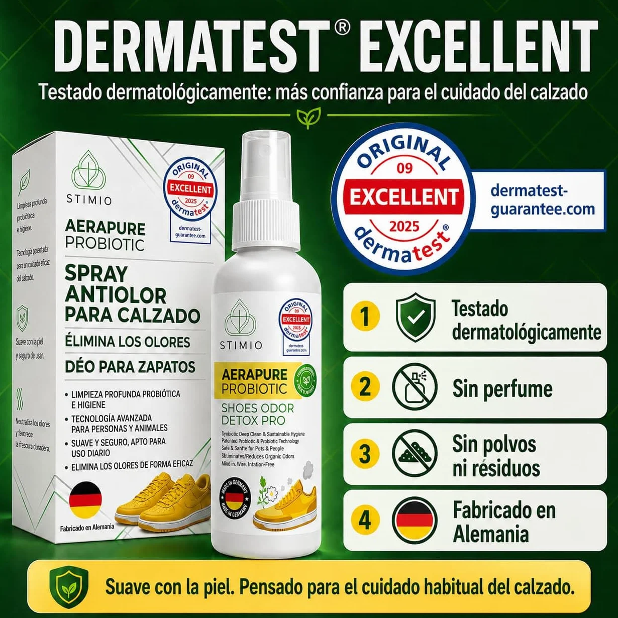 Spray desodorante probiótico y enzimático contra el sudor – Elimina olores con microorganismos activos – Natural, ecológico y sin perfumes sintéticos