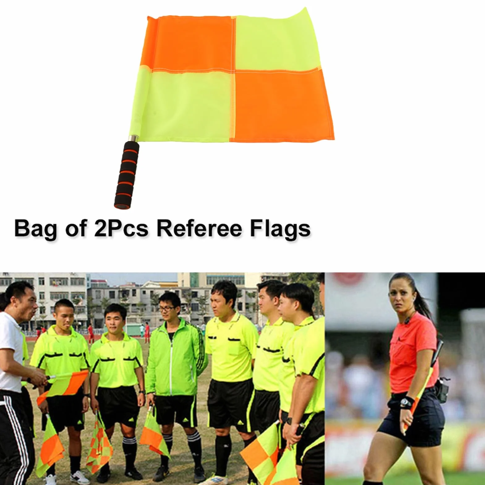 Bandera de árbitro Deportivo, 2 Piezas Bandera de Juez de Línea Tela Impermeable Varilla de Acero Inoxidable de Esponja con Bolsa de Almacenamiento para Entrenamiento de Fútbol,