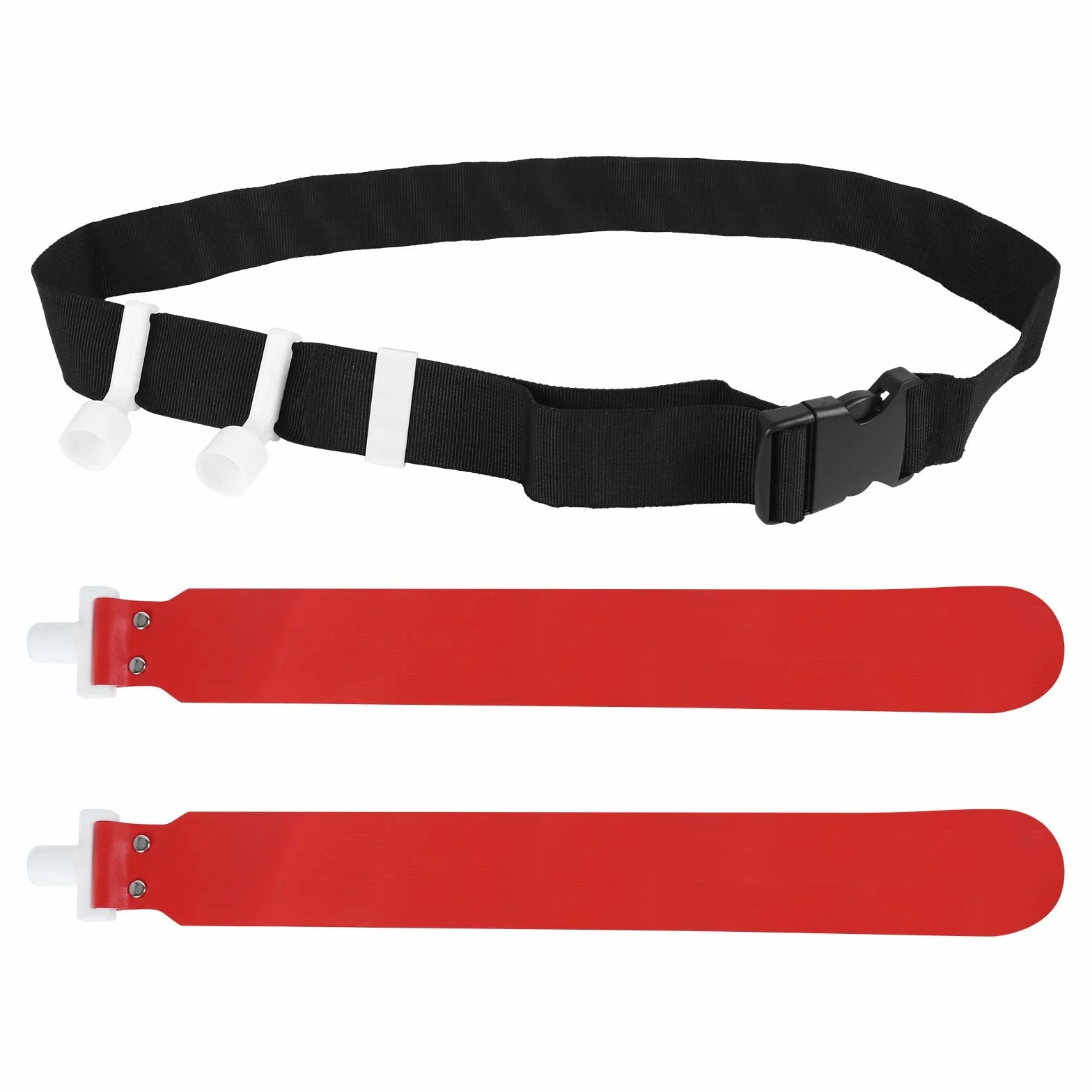 DONGKER Juego de banderas y cinturones, banderas de fútbol, cinturón de fútbol de PVC, 2 banderas, hebilla de liberación para equipos de entrenamiento juvenil y adulto, rojo, 1