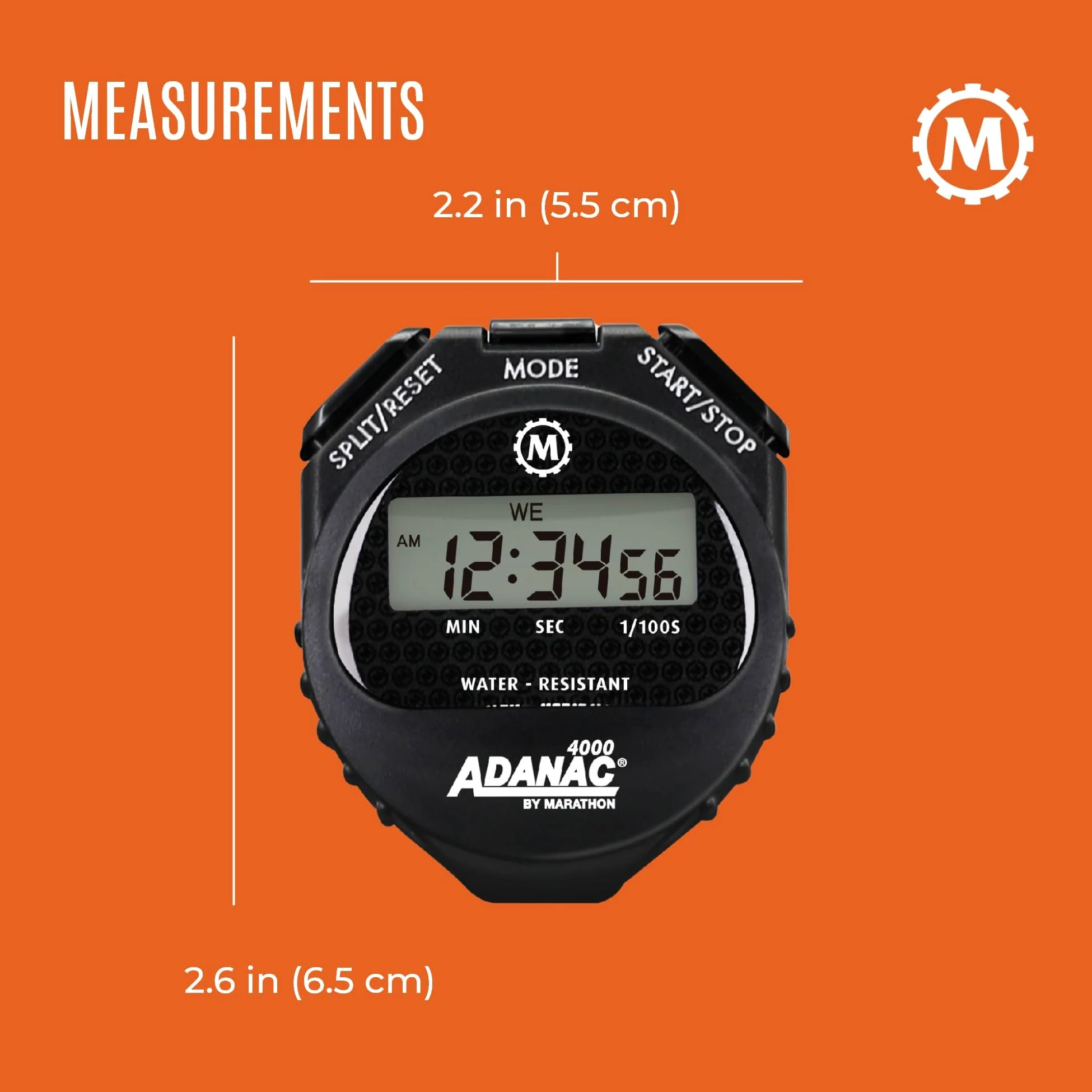 Marathon Adanac 4000 Digital Cronómetro Temporizador con Pantalla Extra Grande y Botones, Resistente al Agua, garantía de un año