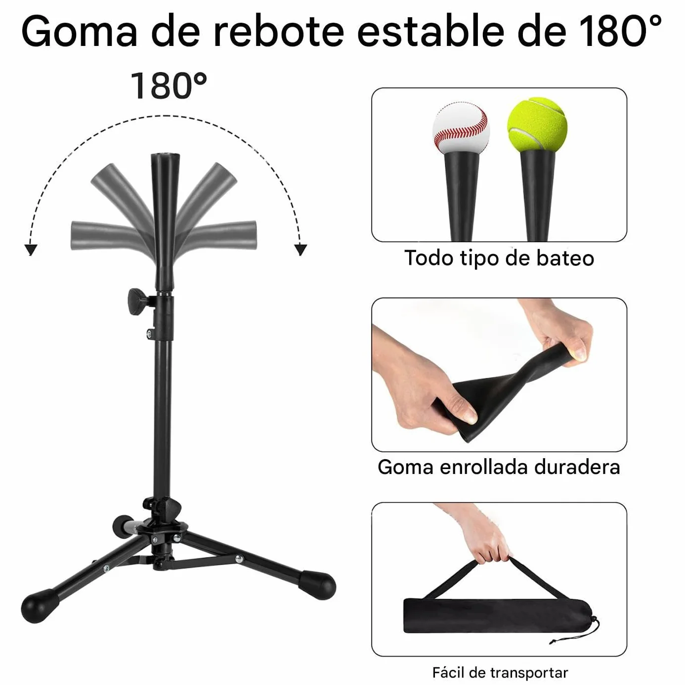 Bates de Béisbol Trípode Entrenador Softball Altura Ajustable con Bolsa para Niños 3-8 Años