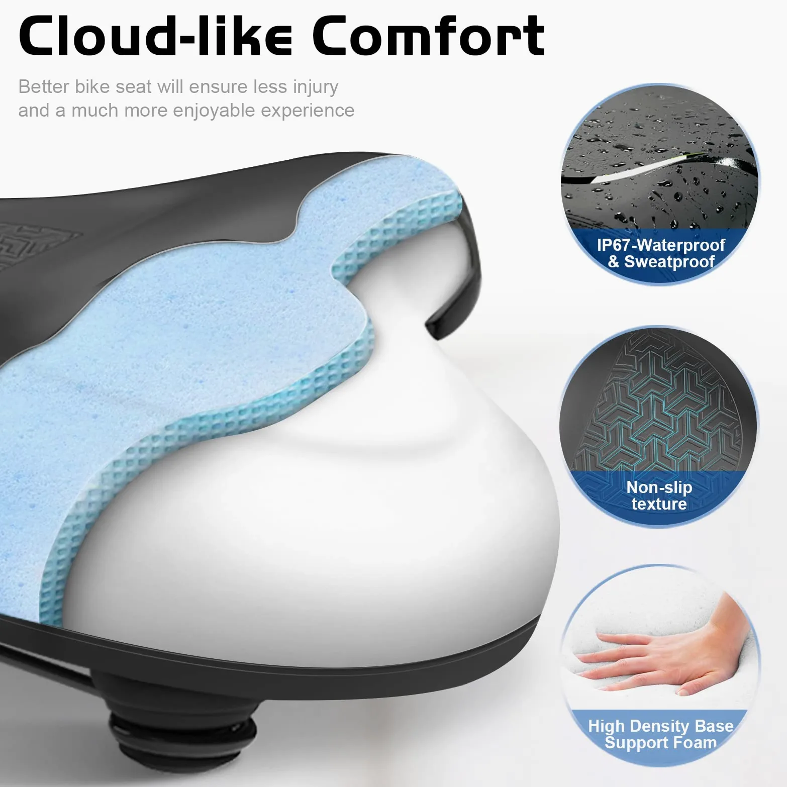 Asiento de bicicleta, asiento de bicicleta para mujeres y hombres, extra cómodo, ancho, asiento cómodo de gran tamaño para bicicletas Peloton, apto para bicicletas estáticas, bicicletas eléctricas