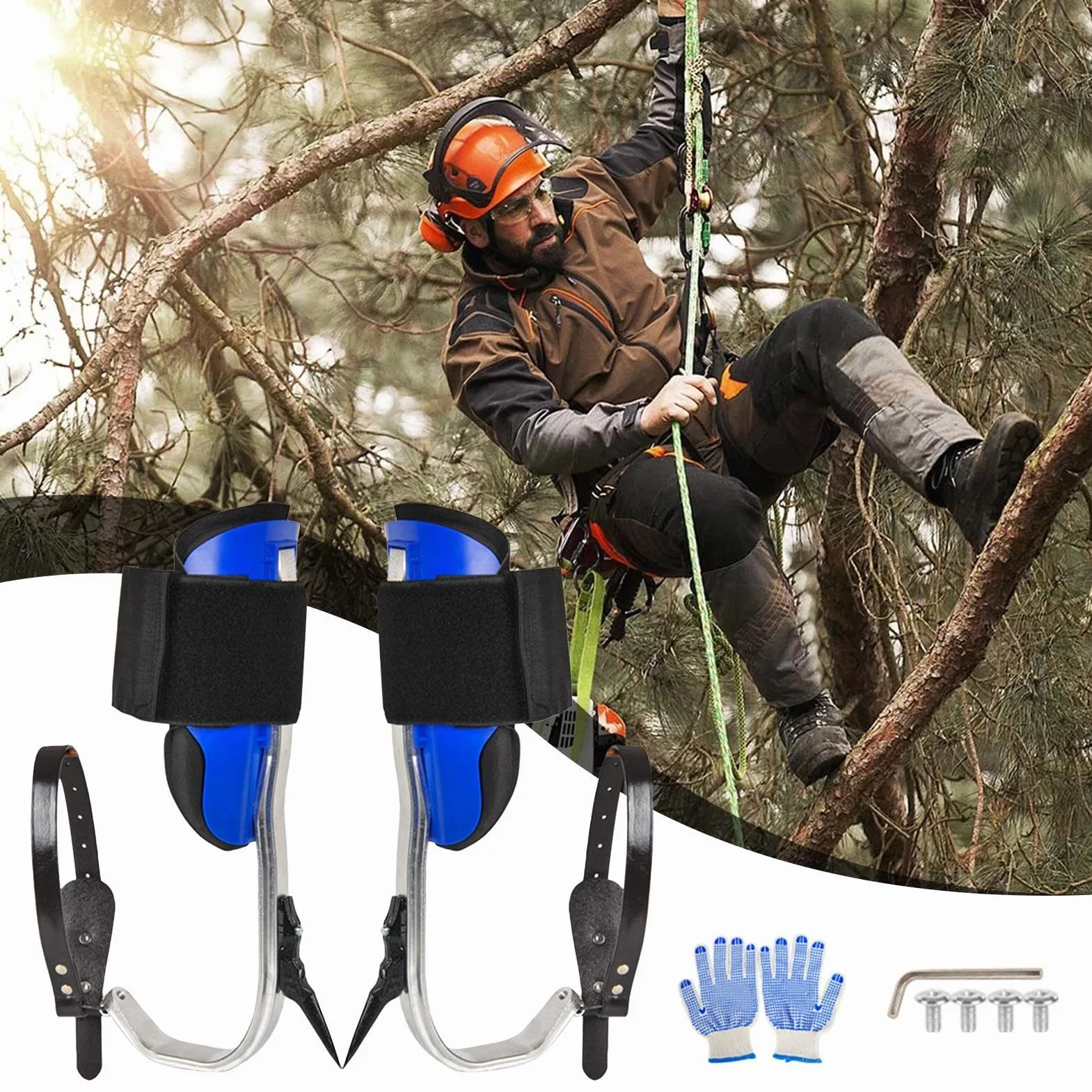 Picos de árboles para Escalar,Picos de Escalada, Garfios de aleación para trepar Postes, Equipo para trepar Palmeras, Equipo para Servicio de árboles, Zapatos para trepar a árboles para
