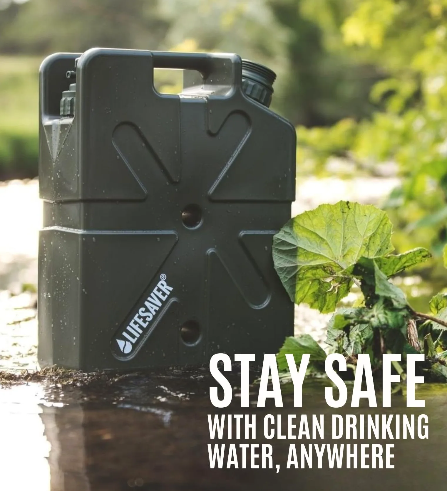 LifeSaver® Jerrycan (verde) | Purificador de agua - hasta 20.000 litros | Camping, Overlanding, Vanlife, Caravanning y preparación para emergencias..