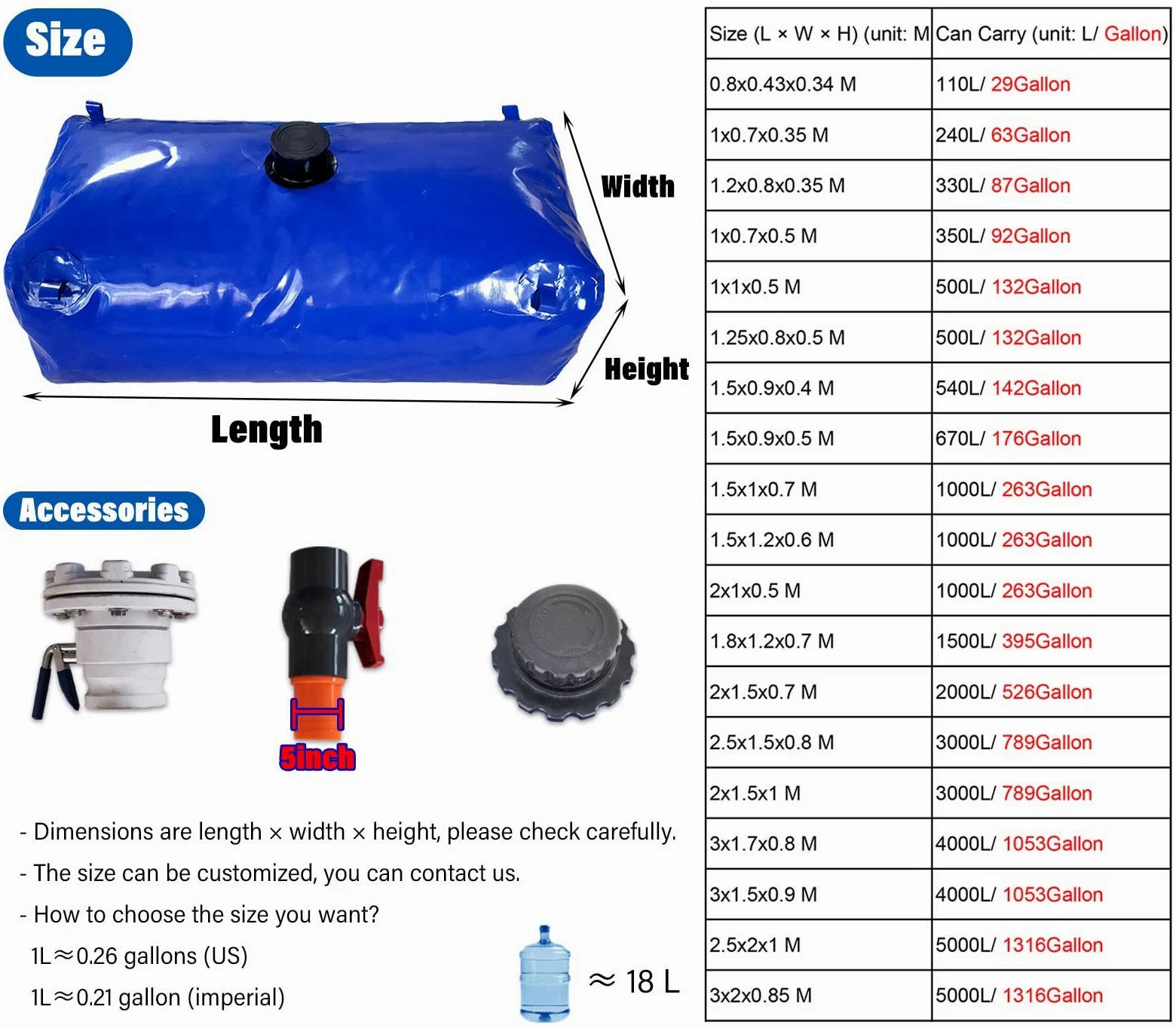 Depósito de agua plegable de gran capacidad, bolsa flexible de recogida de agua para acampar al aire libre, jardín, caravana, rectangular, cubo, bolsa de tanque de agua portátil