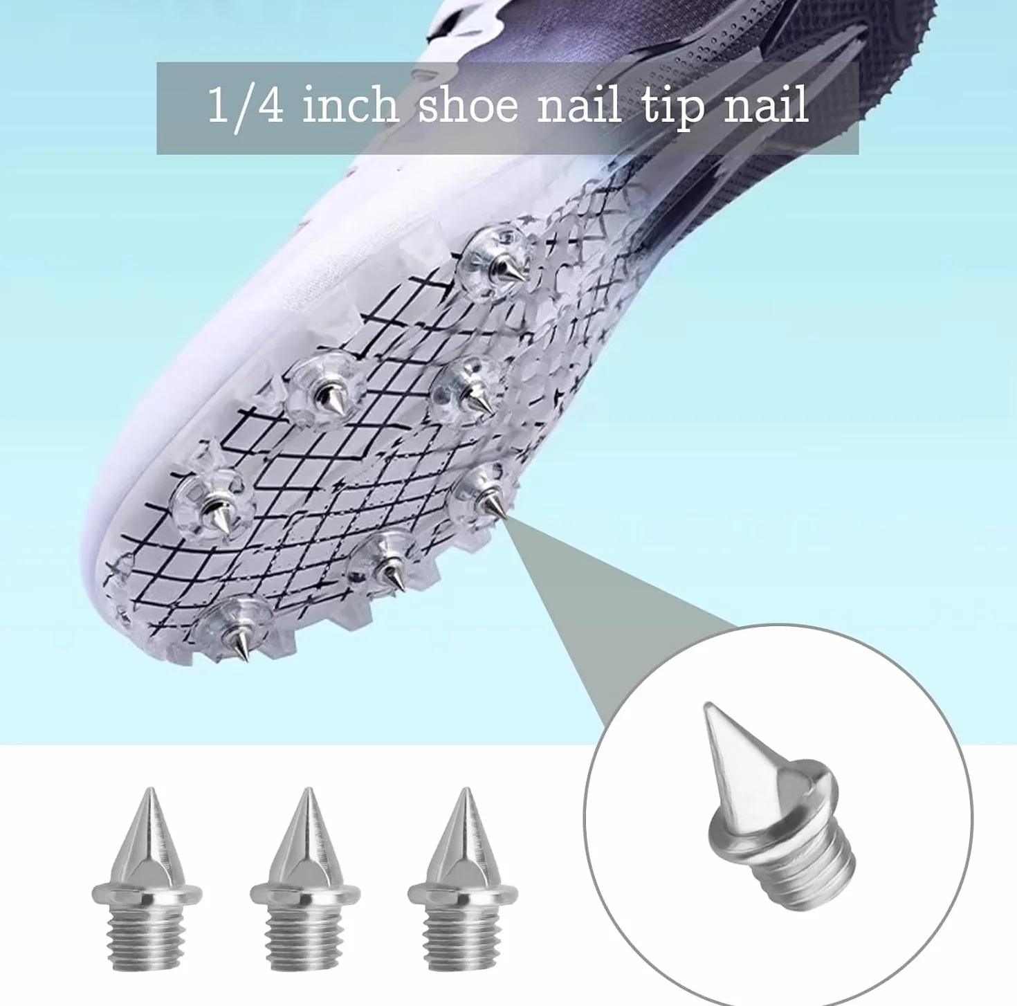 50 clavos de 6 mm de punta – Picos de repuesto para zapatos de atletismo – Incluye llave de punta – Ideal para saltar, correr, senderismo y pasarela – Pinchos de plástico resistentes y