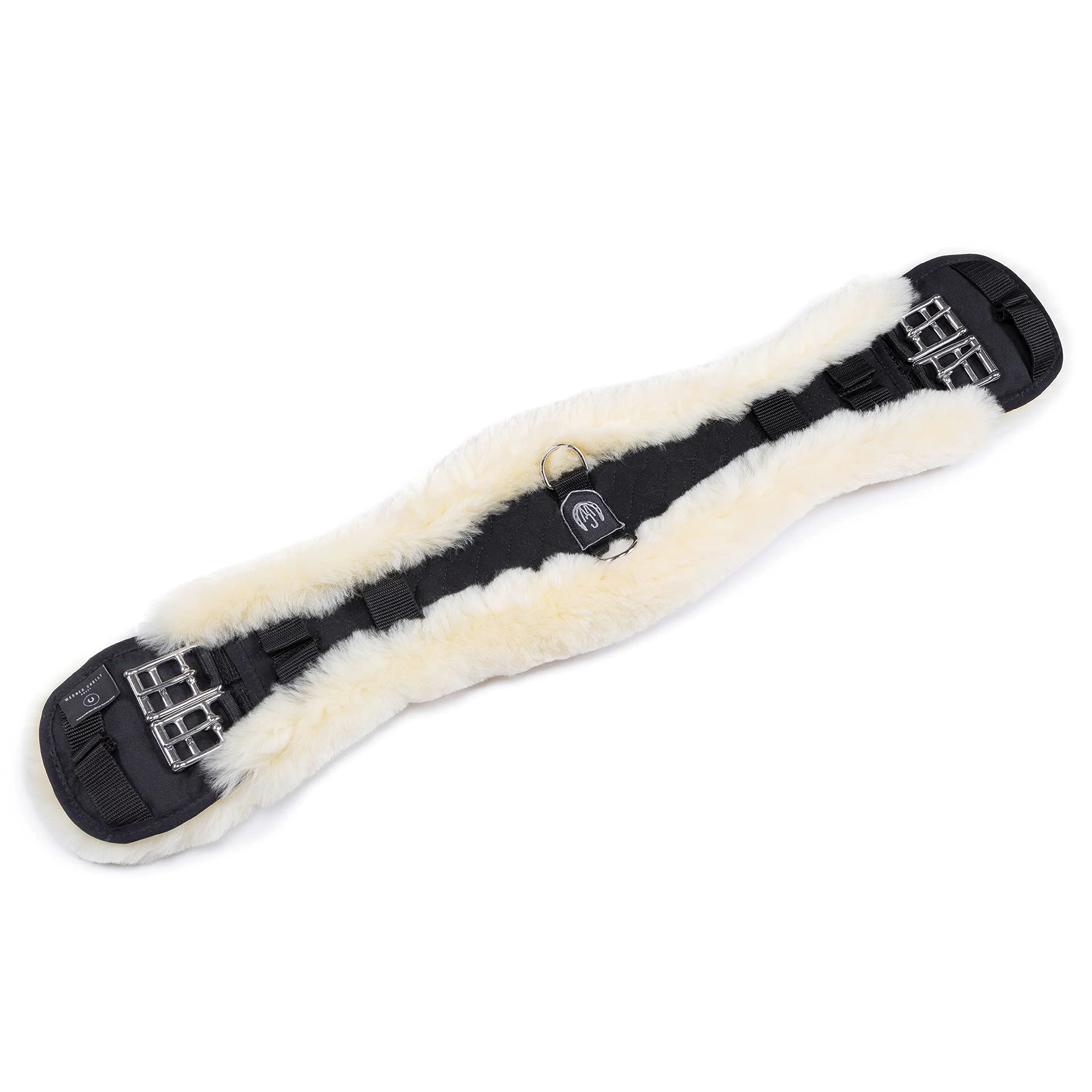 CHRIST Cincha Corta de Piel de Cordero para Caballo Correa de Doma anatómica, ergonómica para Silla de Montar, Color Natural, Longitud 85 cm