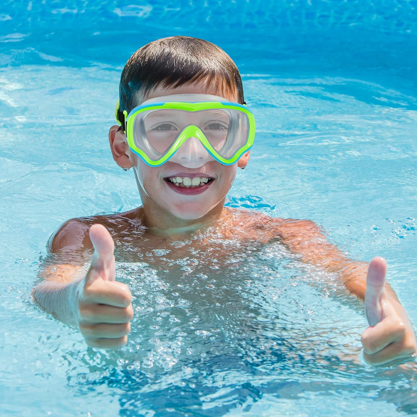 Gafas de natación para niños de 6 a 14 años, máscara de buceo sin correa de enredos, gafas de agua, cubierta de nariz para niños y jóvenes