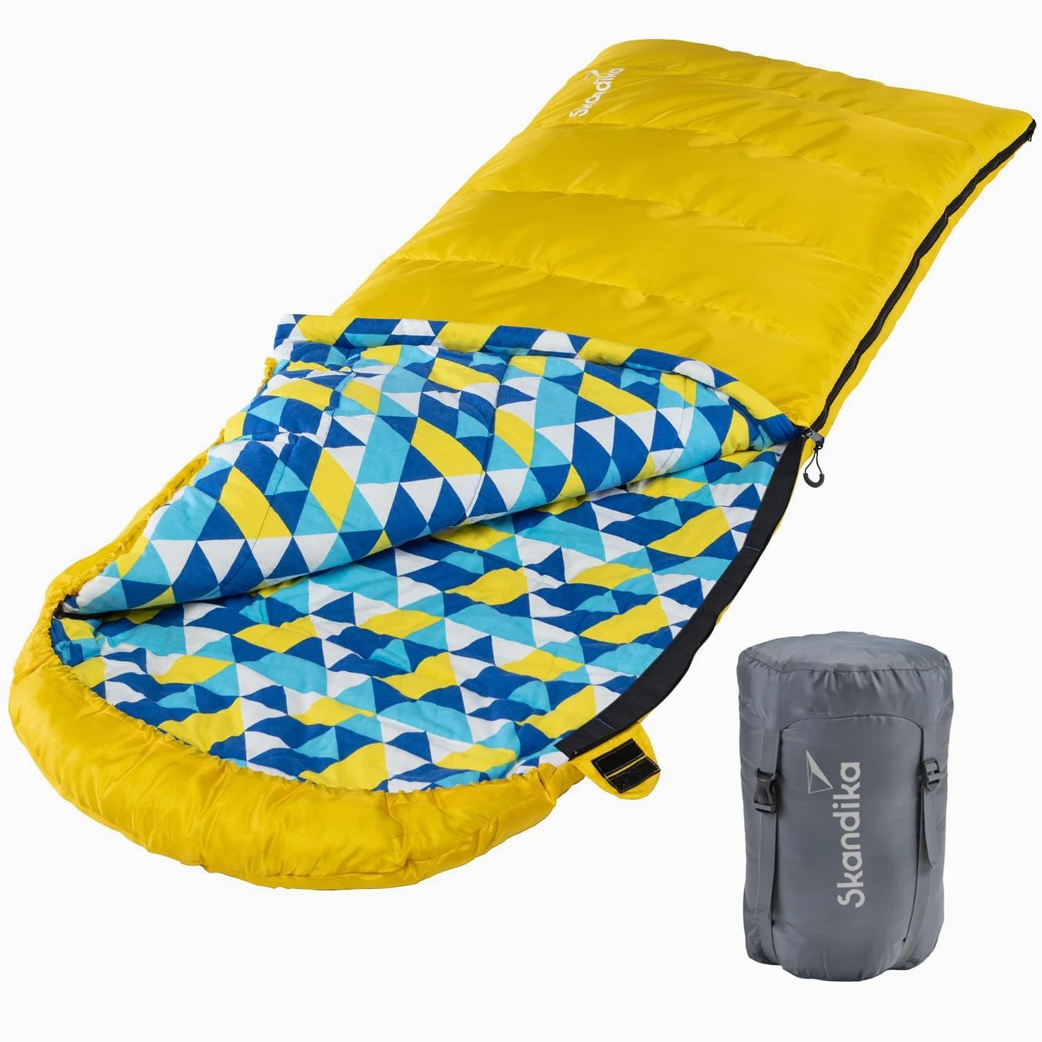 Skandika Dundee Franela| Saco de Dormir, algodón, 3 Estaciones, hasta -20°C, 220 x 80 cm/ 220 x 160 cm, para Camping al Aire Libre