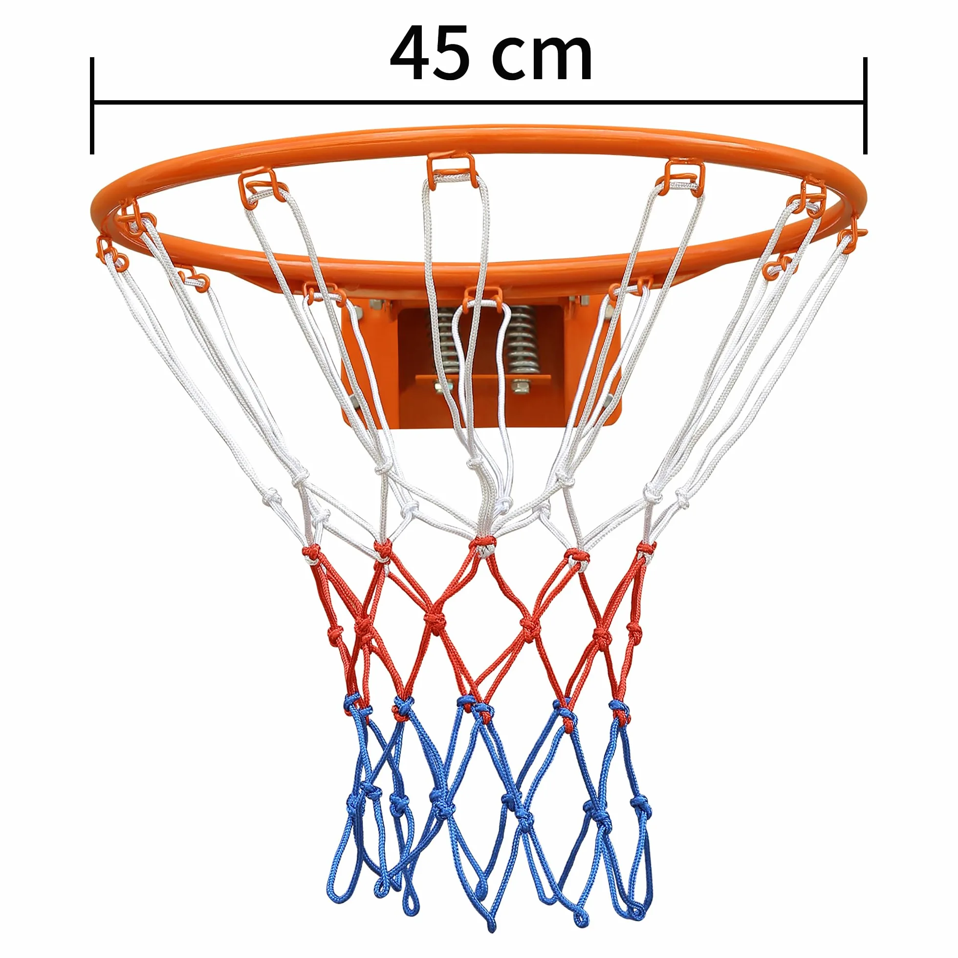 Aro de Baloncesto de Hierro con Red, Exterior e Interior, Naranja, 45cm