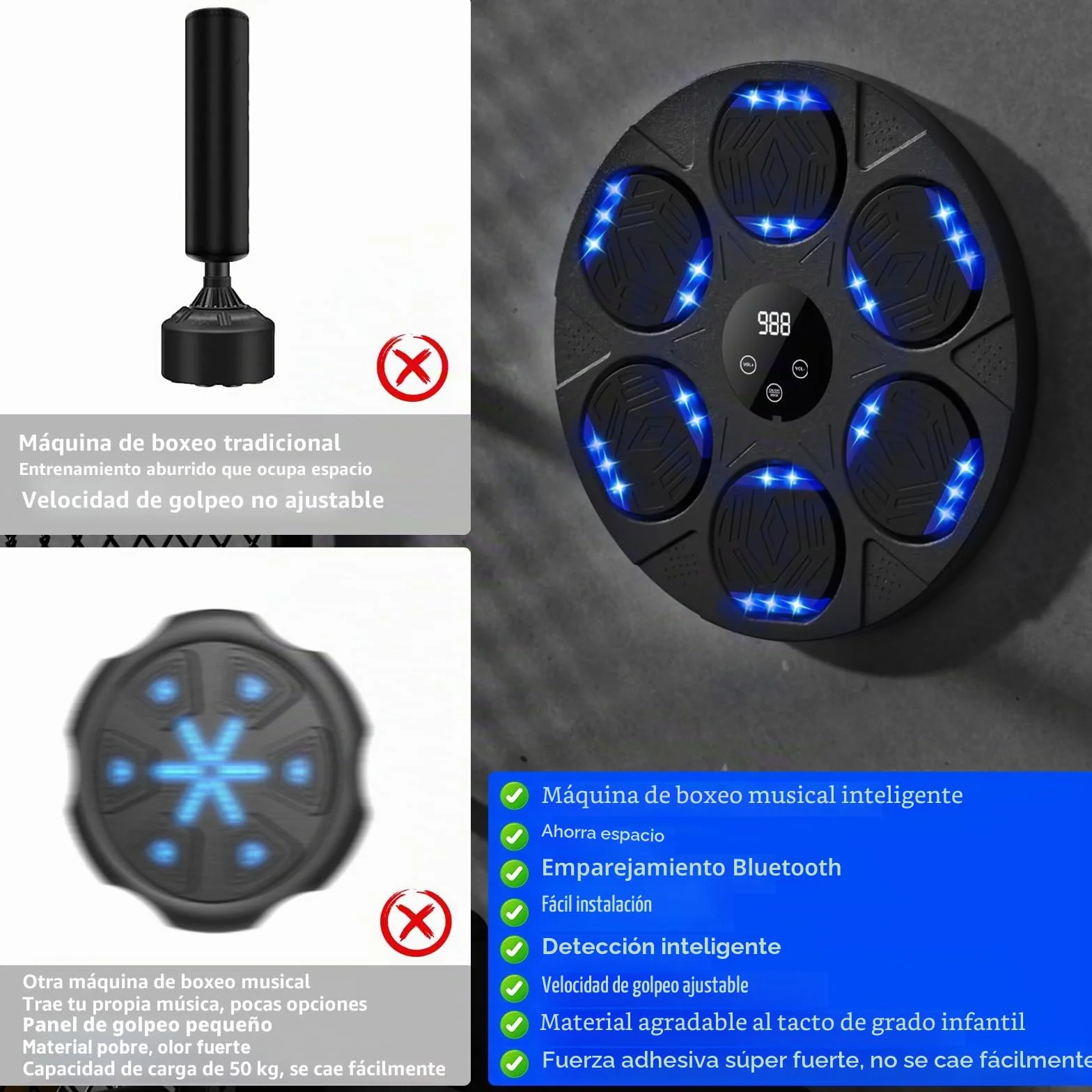 Maquina De Boxeo Musical, Music Boxing Machine Adultos con Guantes De Boxeo, MáQuina De Boxeo Musical con Bluetooth, Boxeo Pared con Luz, Music Boxing, Regalo De Boxeo para NiñOs Y Adultos