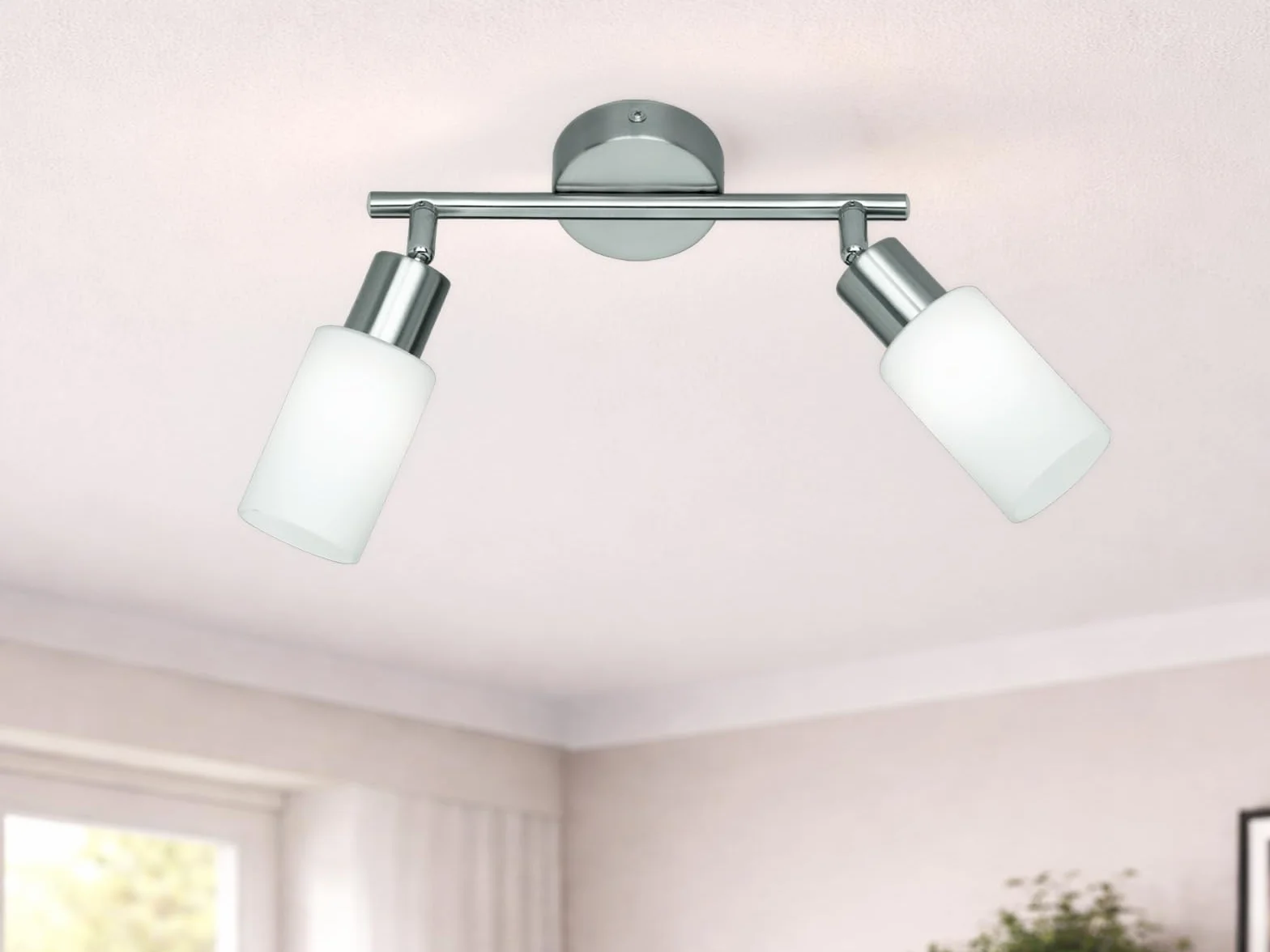 Reality Mars Focos 2 luces E14 40W 230V IP20 metal níquel mate 21x25,5cm