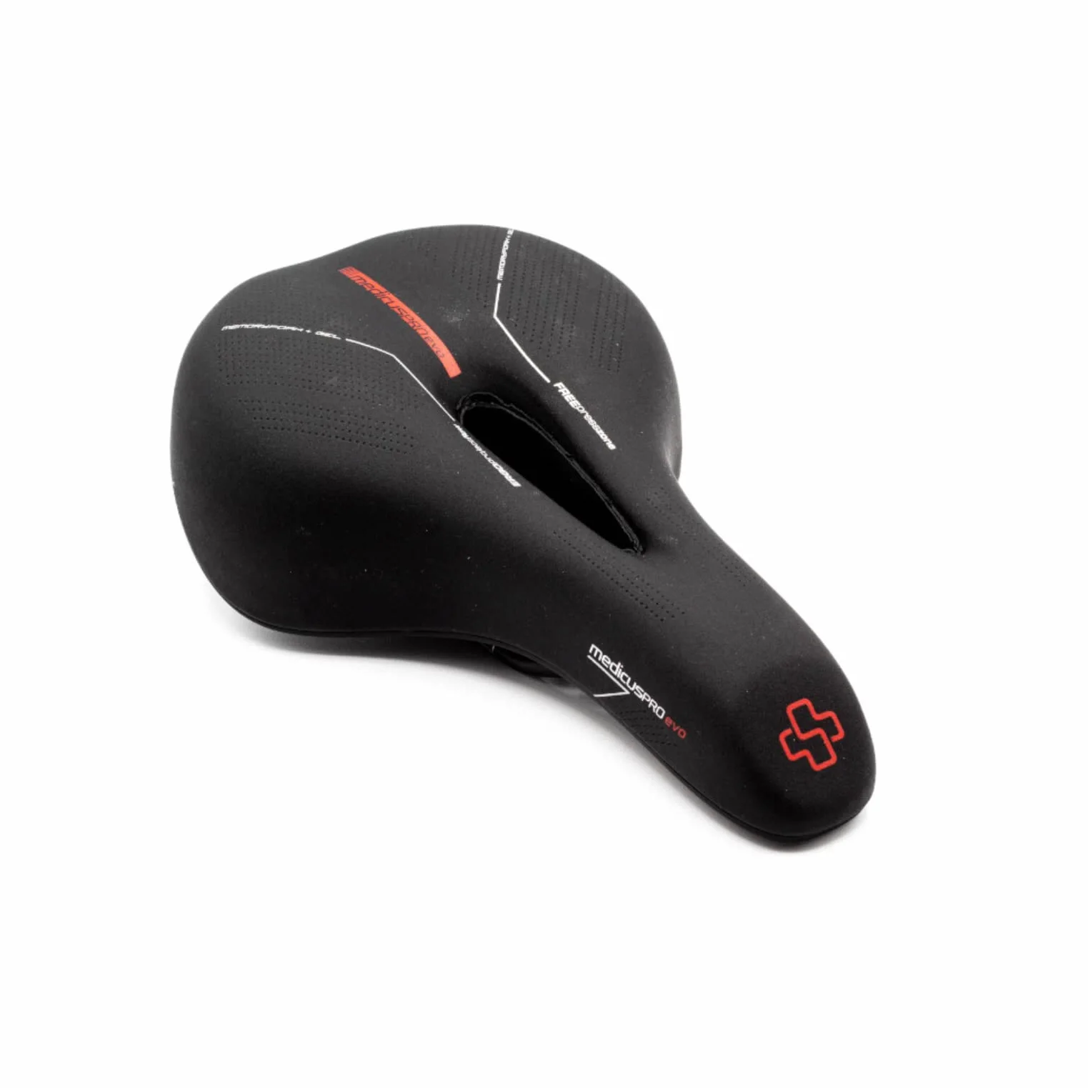 Wittkop Medicus Pro Evo 1.0 Gel Trekking - Sillín de bicicleta con espuma viscoelástica, diseño ergonómico, sistema de marco Nawave y apertura central para una máxima ventilación, color negro