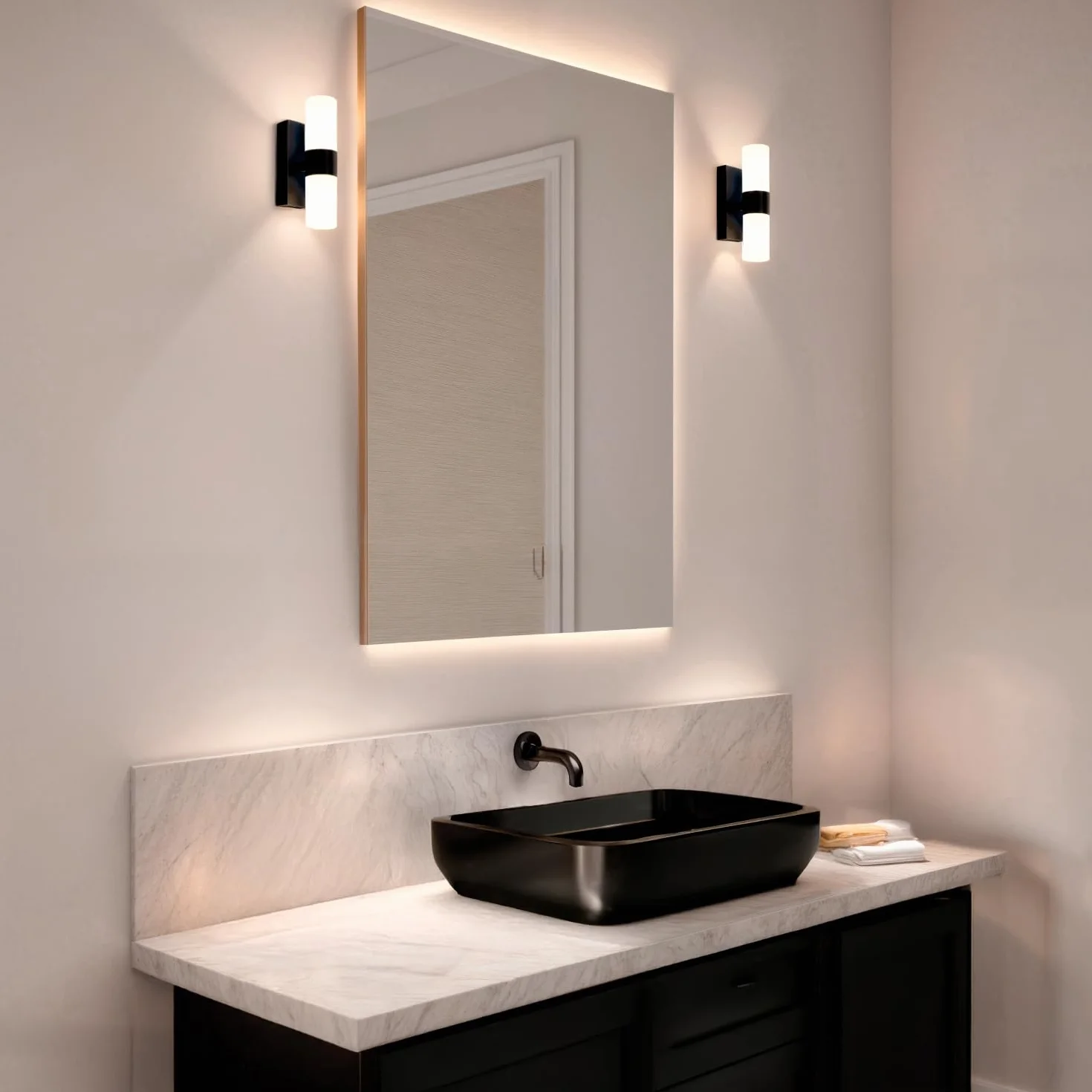 LEDKIA LIGHTING Aplique de Pared Baño Aluminio PC Arvery Negro Decoración