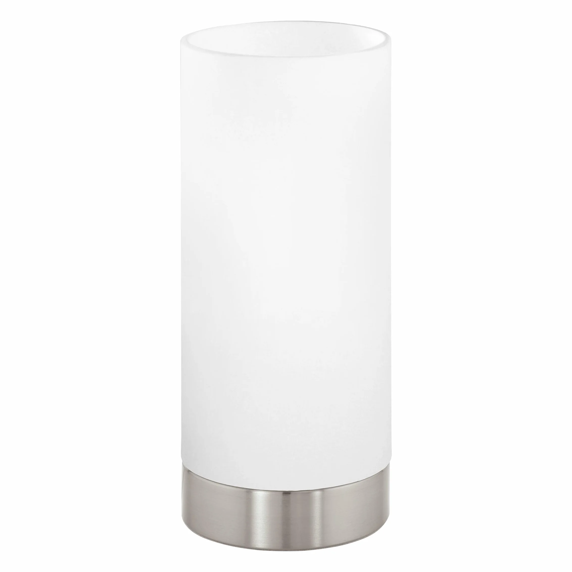 Eglo Lámpara de mesa DAMASCO 1, acero níquel mate, vidrio satinado, blanco, E27, interruptor