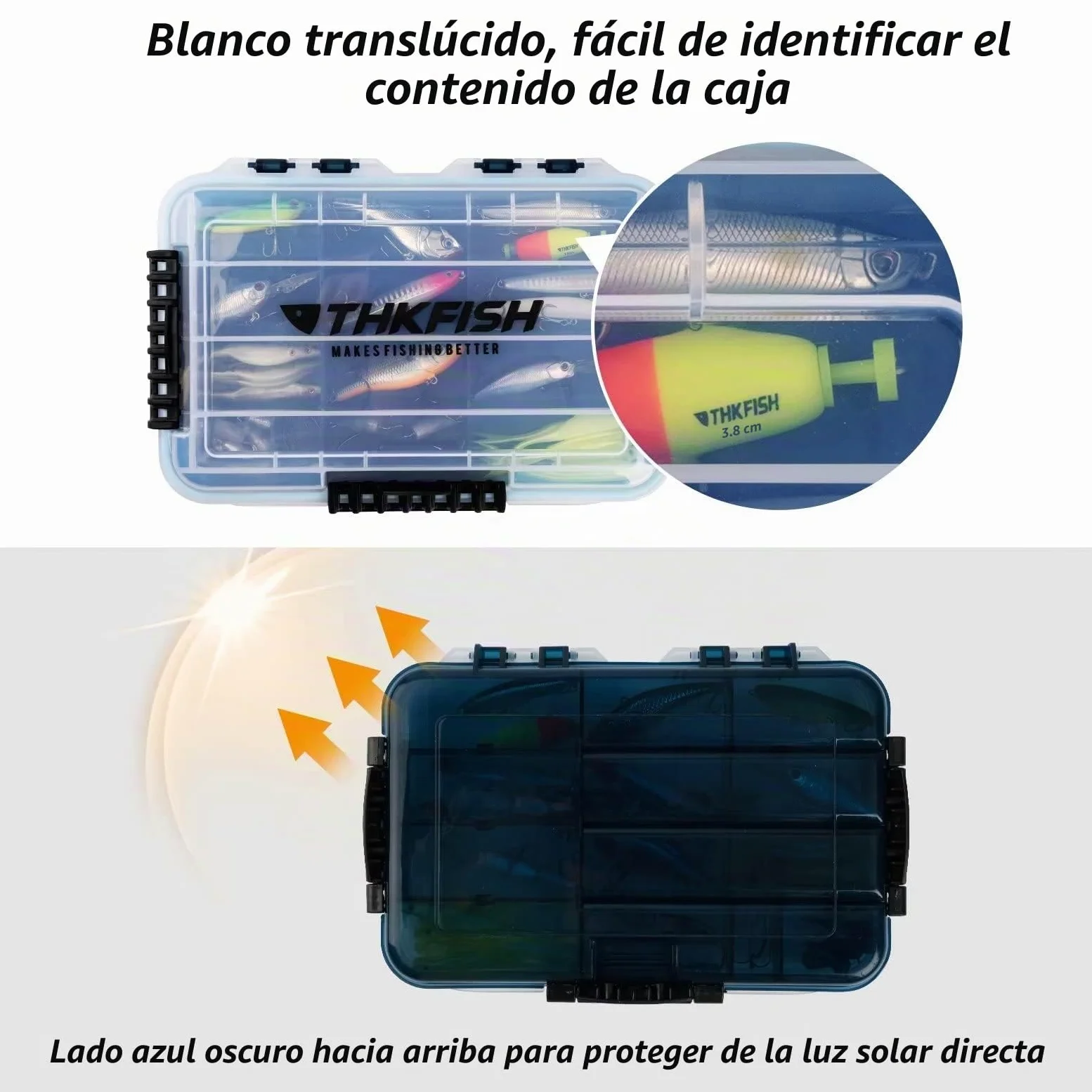 THKFISH Caja de Aparejos de Pesca Caja de Cebo Flotante Impermeable para Paletas de Aparejo de Pesca 3600-2pcs