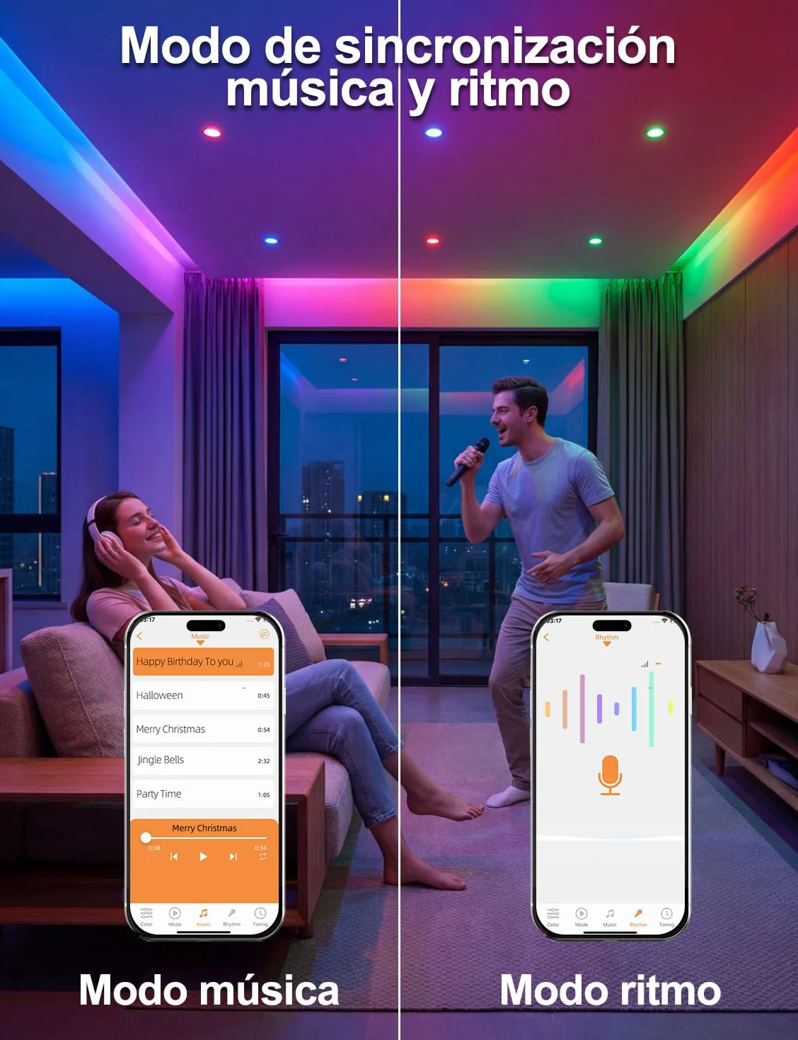 iLC Foco Empotrable LED Techo 8W Alexa Downlight 4 Unidades Corte Ф68-85mm 2700K-6000K RGB