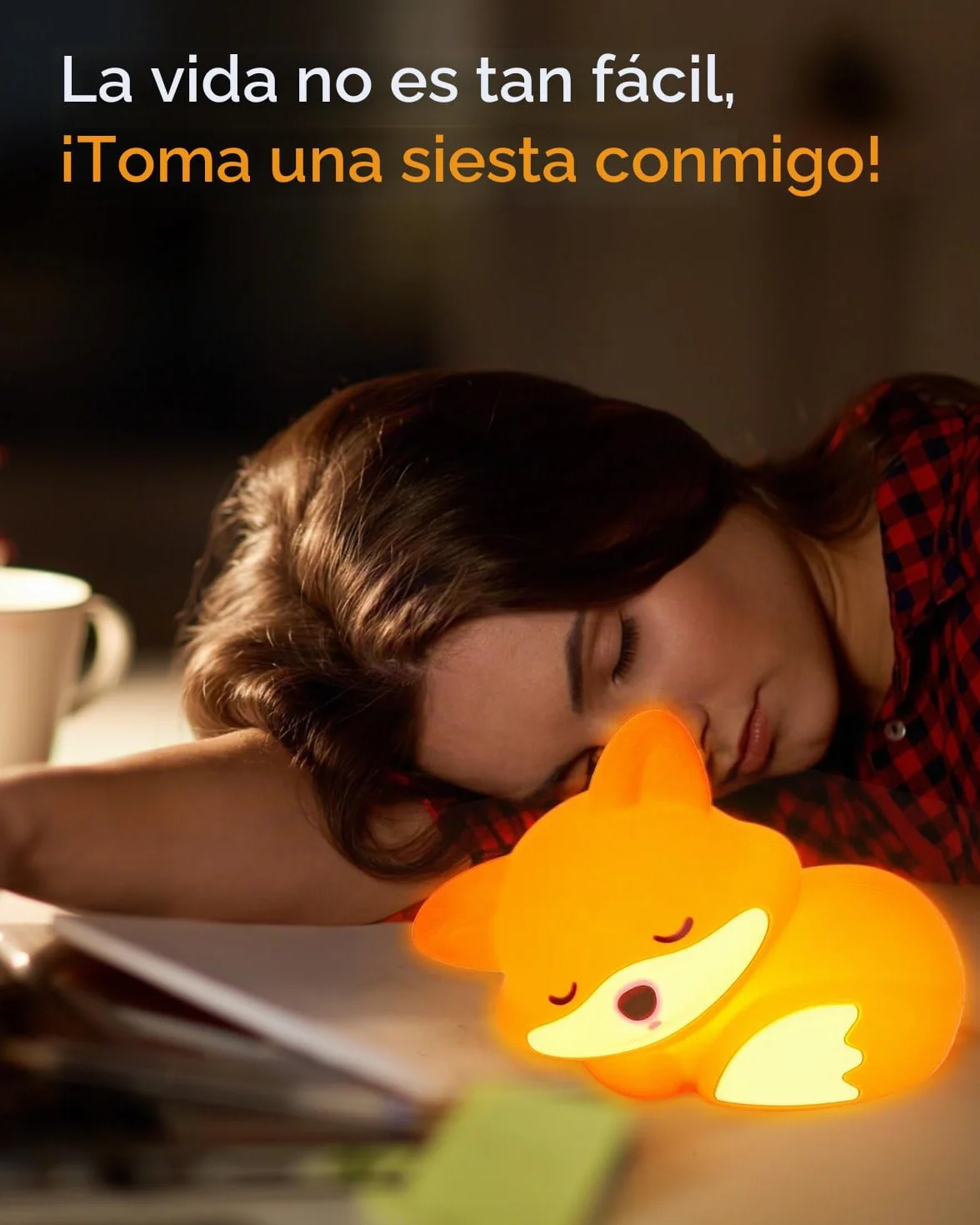Amaredom Lámpara Infantil Zorro de Silicona Suave Luz Nocturna Bebé Brillo Regulable Apagado Automático 20 min