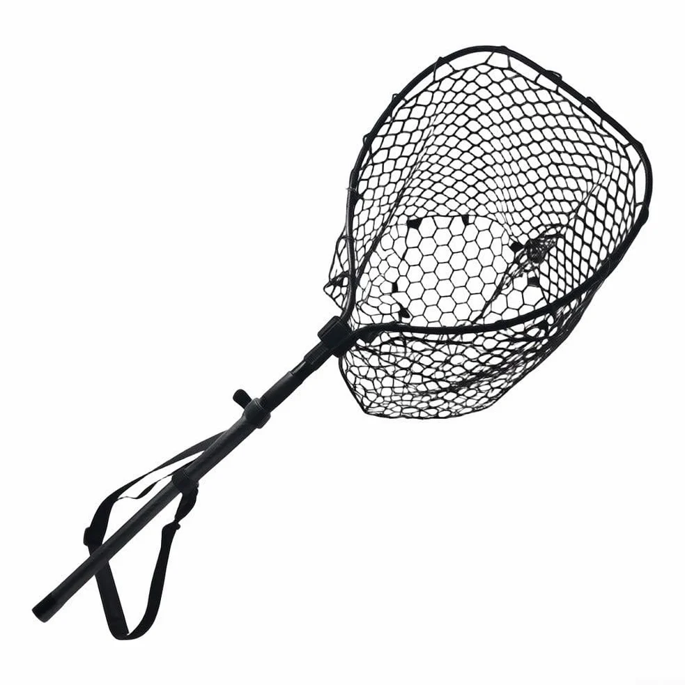 Red de aterrizaje plegable de fibra de carbono con malla suave para estanque de liberación de peces playa jardín 2,45 m