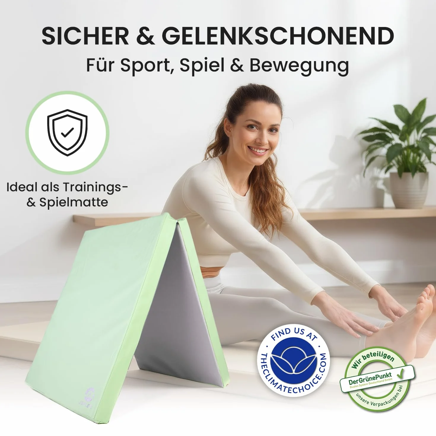 Jeflex – Esterilla plegable y esterilla de gimnasia plegable 1 vez – 200 x 70 x 8 cm – Fabricado en Alemania/esterilla de gimnasia portátil/ahorra espacio y esterilla de juego para habitación infantil