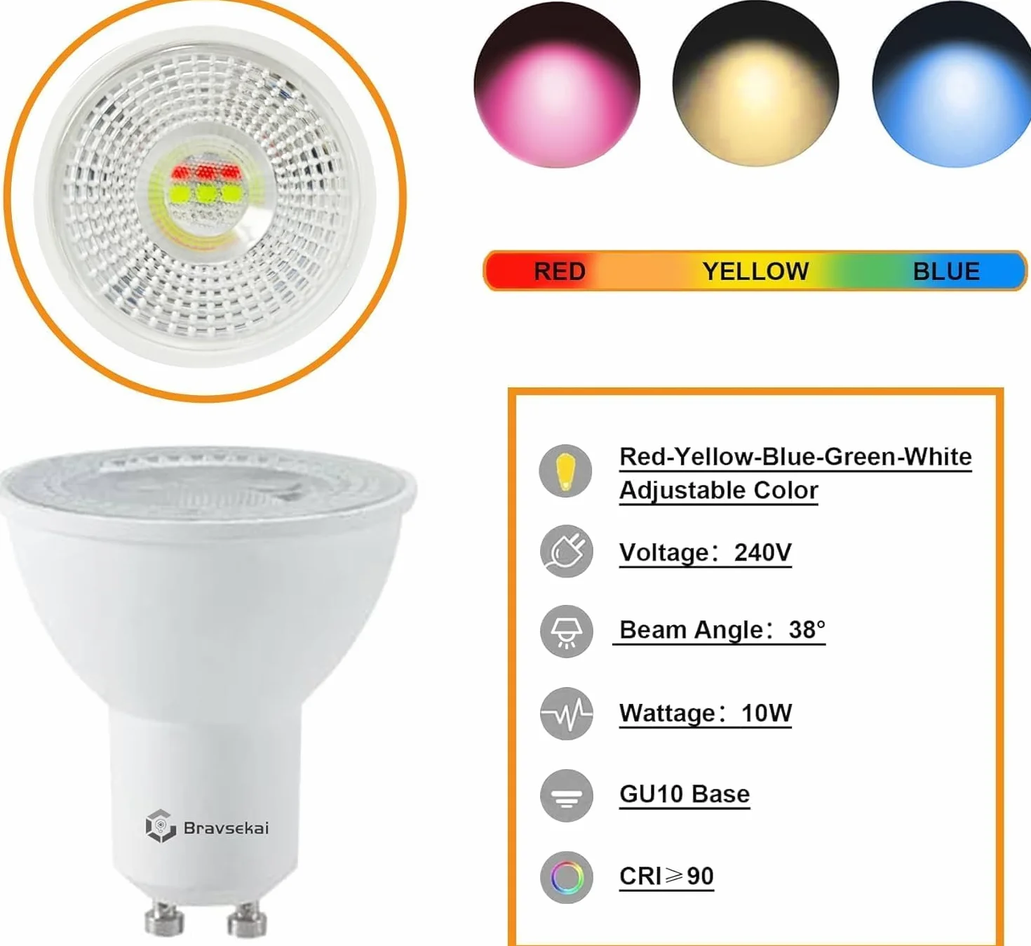 GU10 16-Color RGB Track Lighting Kit, 8-Pack Color Changing Spotlights with 2x1.5M H-Rail, IR Remote