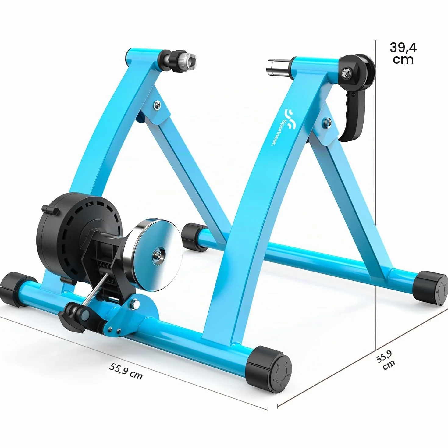 Sportneer Rodillo de entrenamiento para bicicleta – Rodillo magnético para bicicleta de 26 – 28 pulgadas y 700 C de liberación rápida, base de rueda delantera con 6 niveles de resistencia para montar