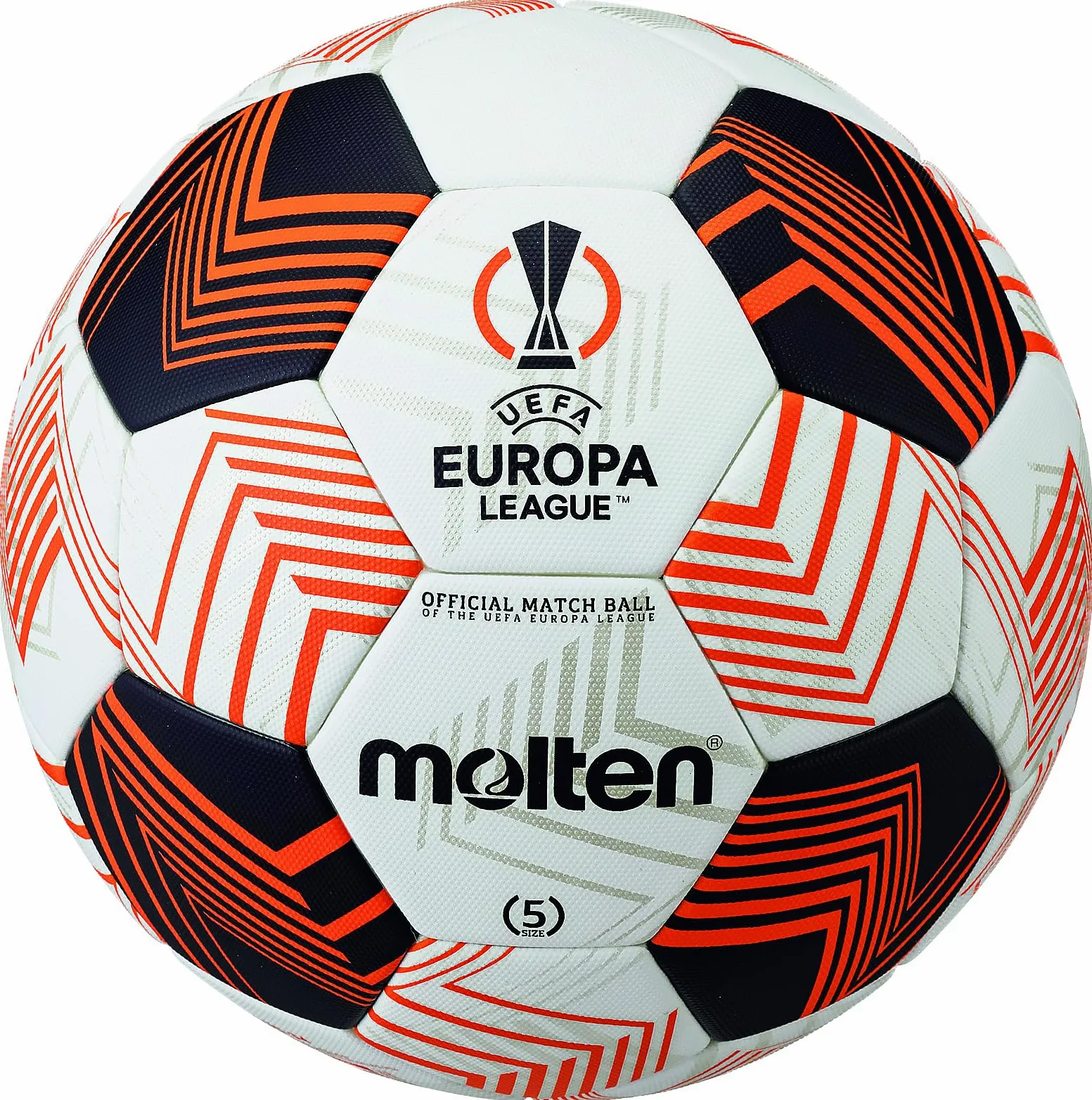 Molten Balón de fútbol 5000 UEL | Balón Oficial de la UEFA Europa League | Acentec Mejora la precisión de la Textura Mate adherida FIFA Quality Pro Ultimate | Talla 5 - para niños y niñas a Partir de