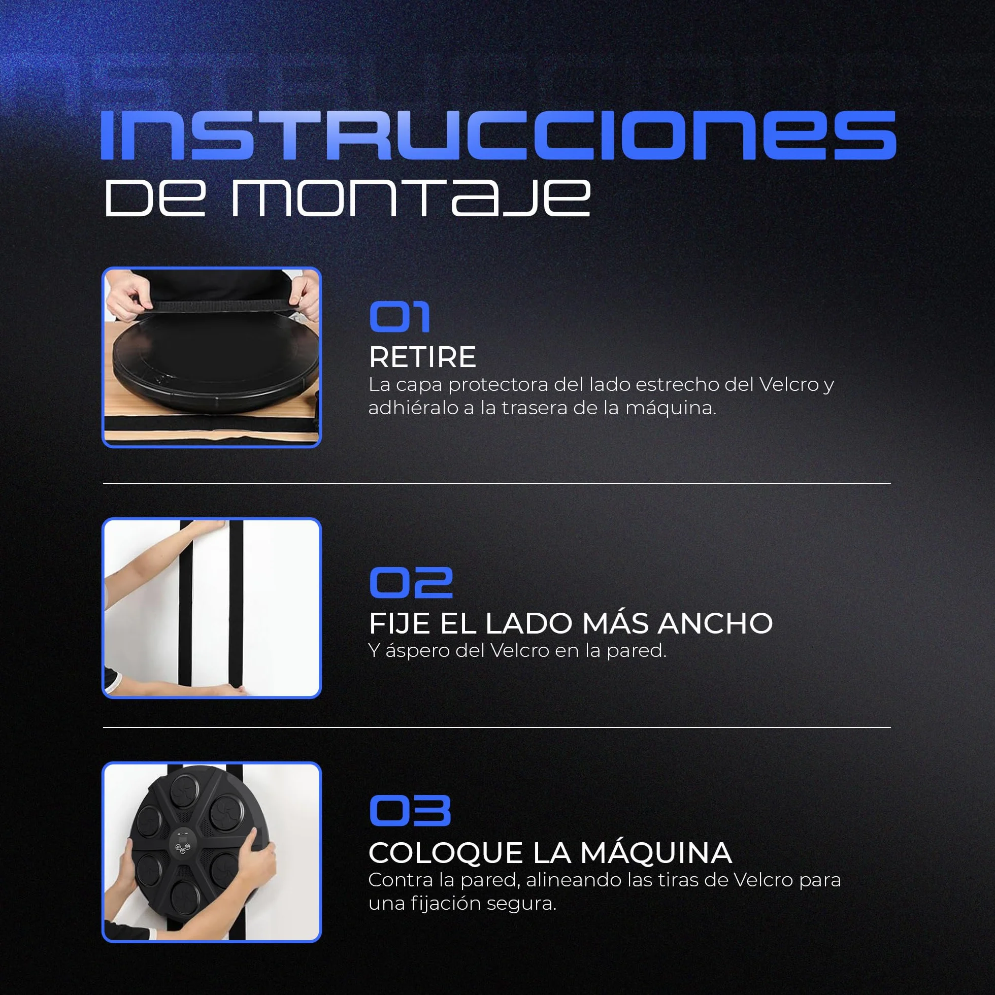 Ezero Maquina de Boxeo Musical con Bluetooth LED 12 Niveles Entrenamiento Pared