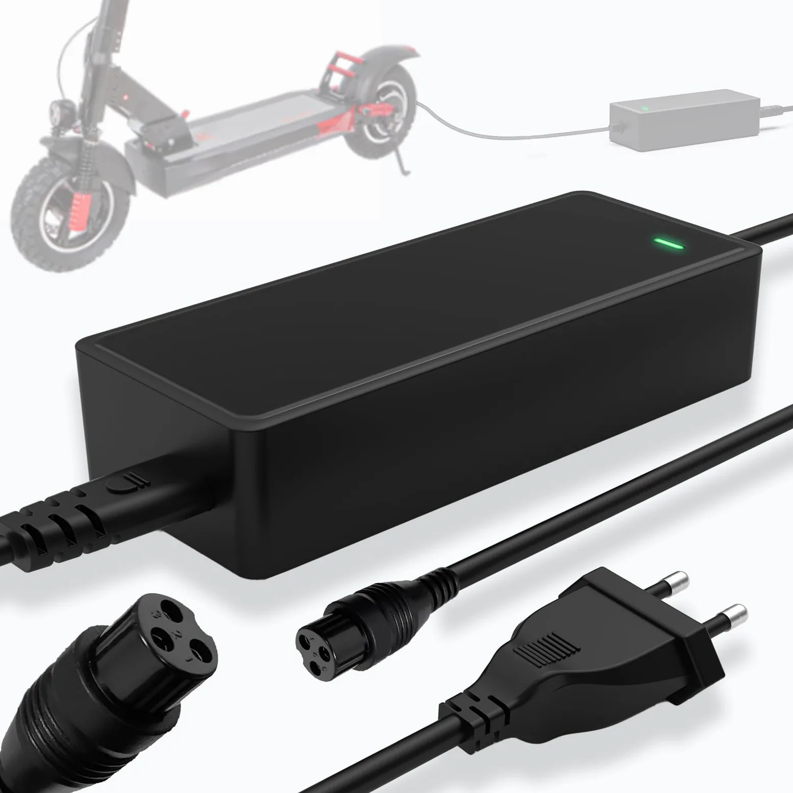 Mezelon 54,6 V 2 A Cargador Patinete Electrico para Smartgyro Speedway, Kugoo M4 / M4 Pro, Hitway H5/H5 Pro, UrbanGlide E-Cross Pro, JOYOR, DC Carga Rápida para 48V Batería Scooter Eléctrico