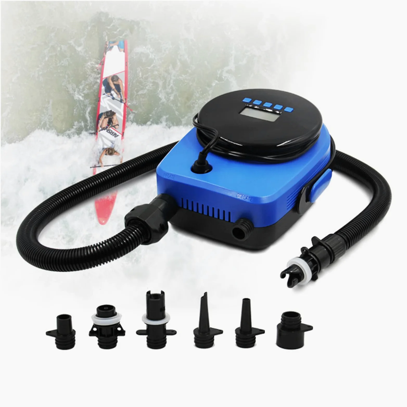Sup de Alta presión - Bomba de Aire eléctrica con Sistema de enfriamiento Activo de 20 PSI Inflación Inteligente de Dos etapas y para Tabla de Paddle, Tienda Inflable, Barcos, Piscina