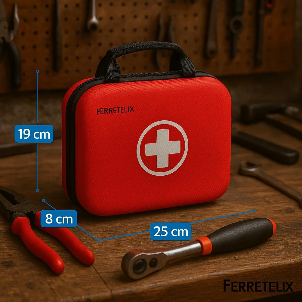 FERRETELIX® Botiquín primeros auxilios 25x20x8 cm Rojo
