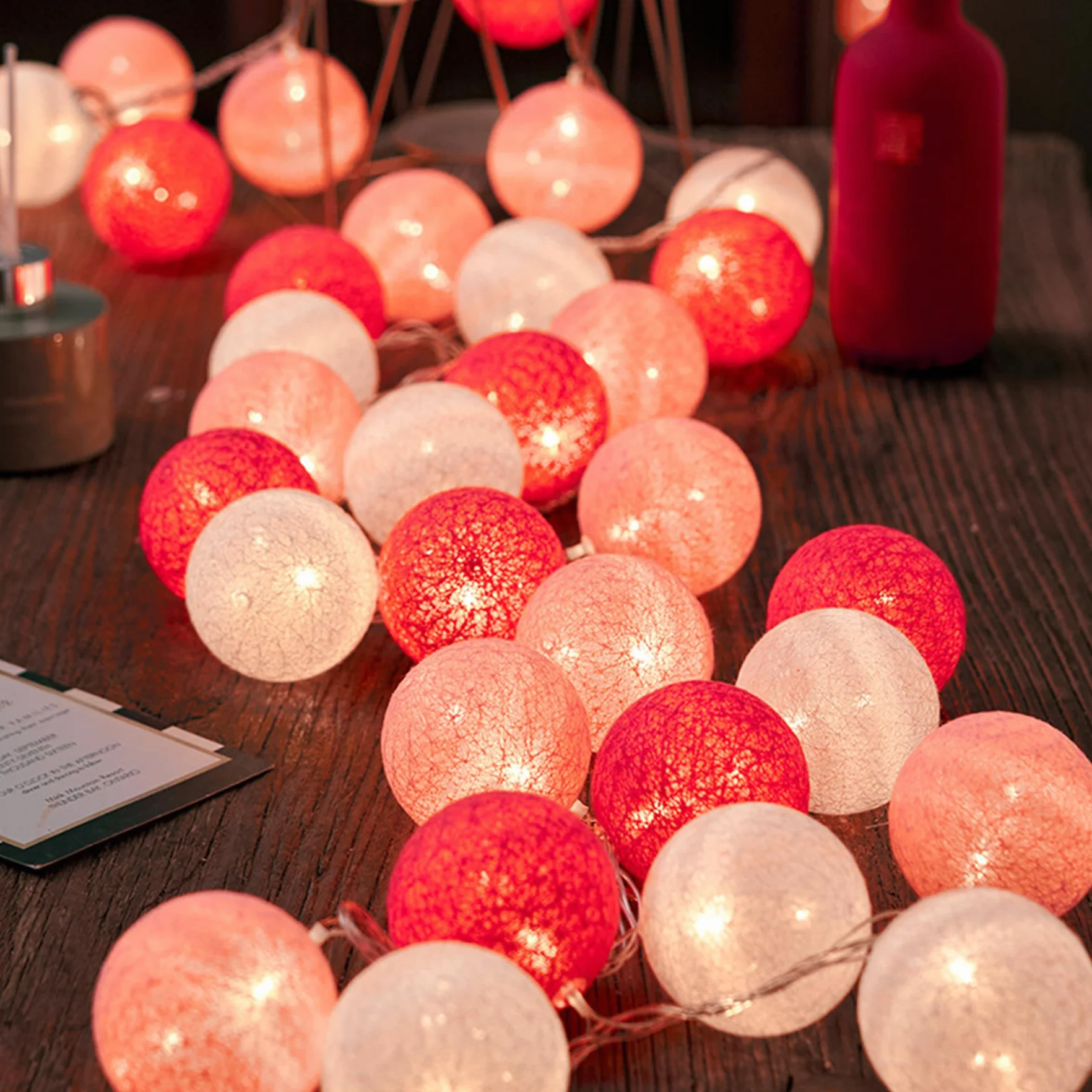 YeahBoom Guirlande Lumineuse Coton Boules 300CM 20LED Alimenté par Pile