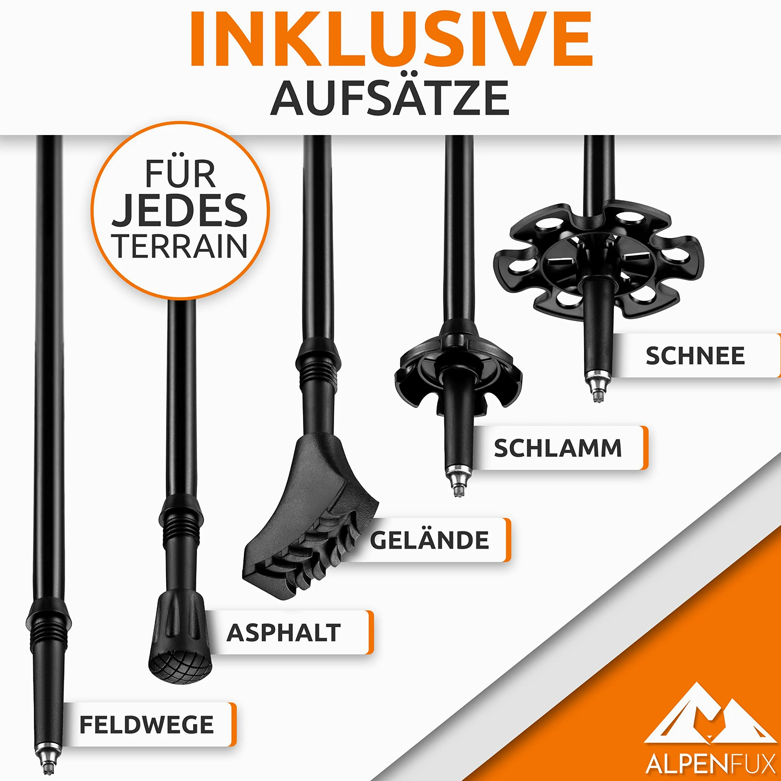ALPENFUX Bastones de senderismo telescópicos de alta calidad, bastones de trekking, bastones de marcha nórdica, ligeros y ajustables con mango de corcho para hombre y mujer