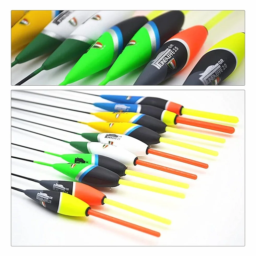 10Pcs Flotadores de Pesca Madera Abeto Juego Bobbers Herramientas