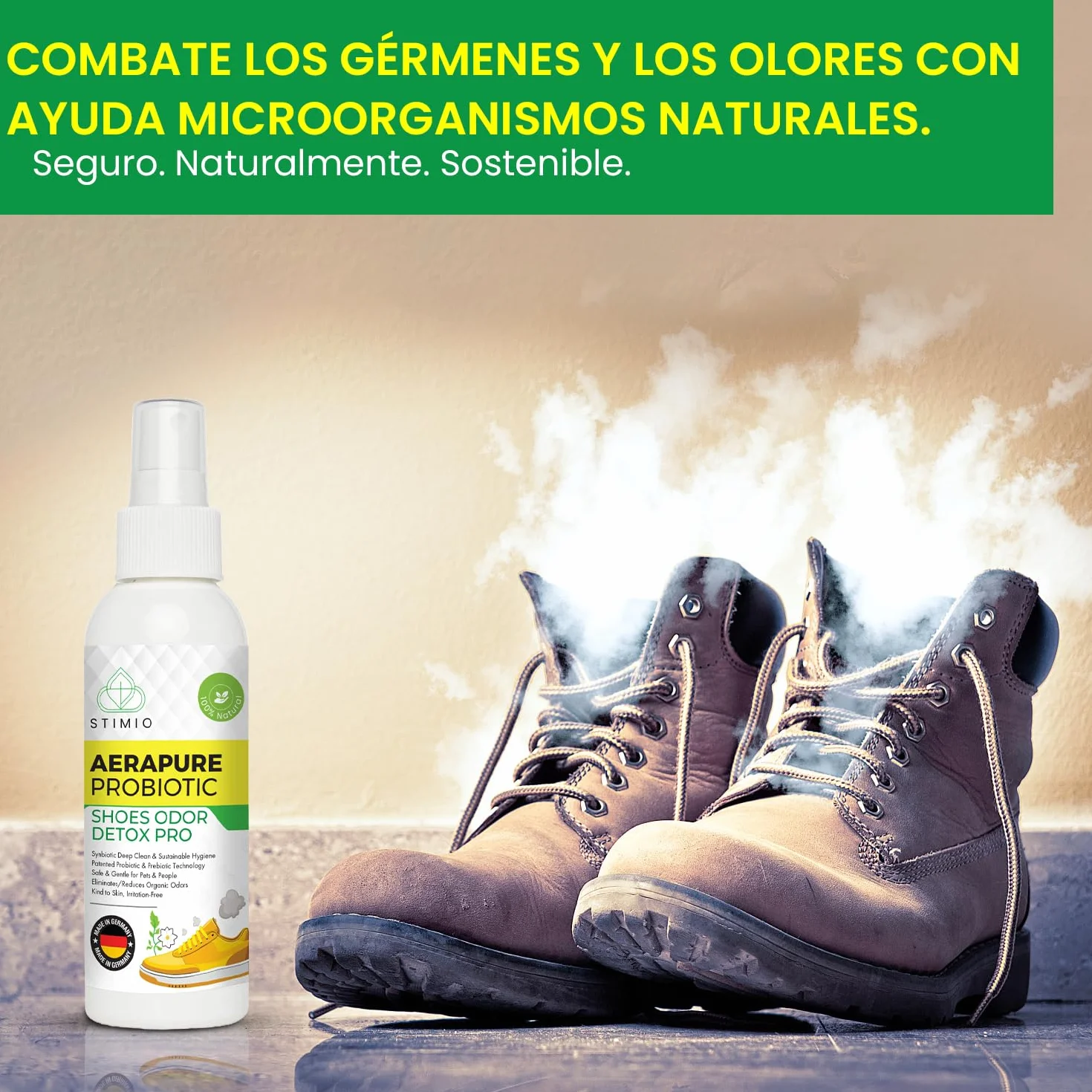 Spray desodorante probiótico y enzimático contra el sudor – Elimina olores con microorganismos activos – Natural, ecológico y sin perfumes sintéticos