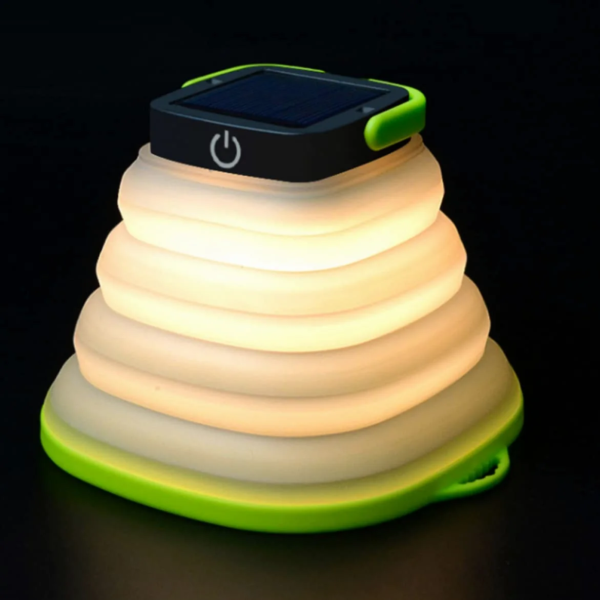 Linterna de camping, 5 piezas de respaldo y colgante al aire libre con tienda portátil, luz plegable, lámpara de linterna, batería USB, kit de camping LED de emergencia, campamento solar, viaje, negro
