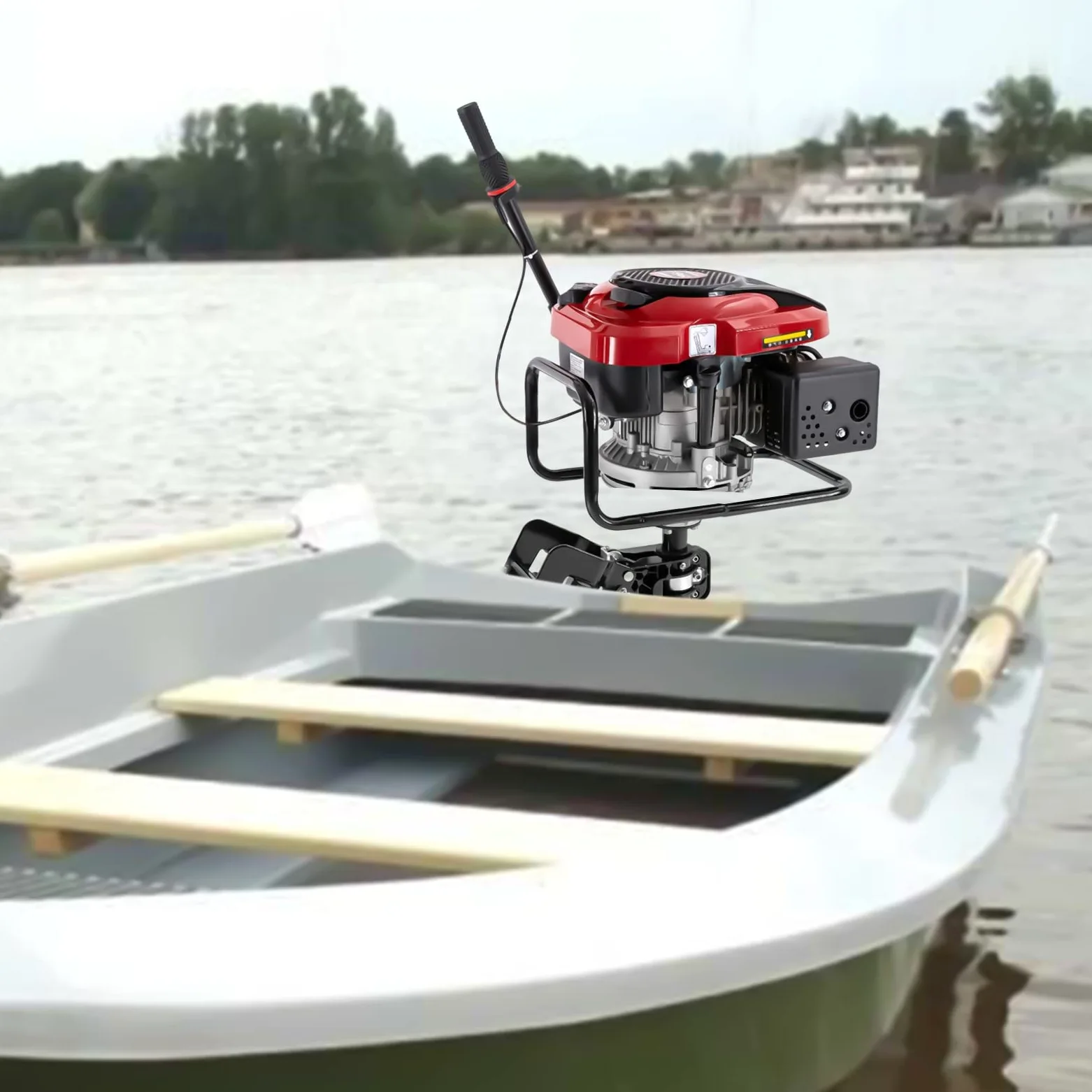 Motor fueraborda de 4 tiempos, 196 cc, motor fueraborda, motor de gasolina, 1,4 carreras, 8 CV, refrigerado por aire, motor para bote inflable, motor de barco con sistema de encendido TCI para bote de