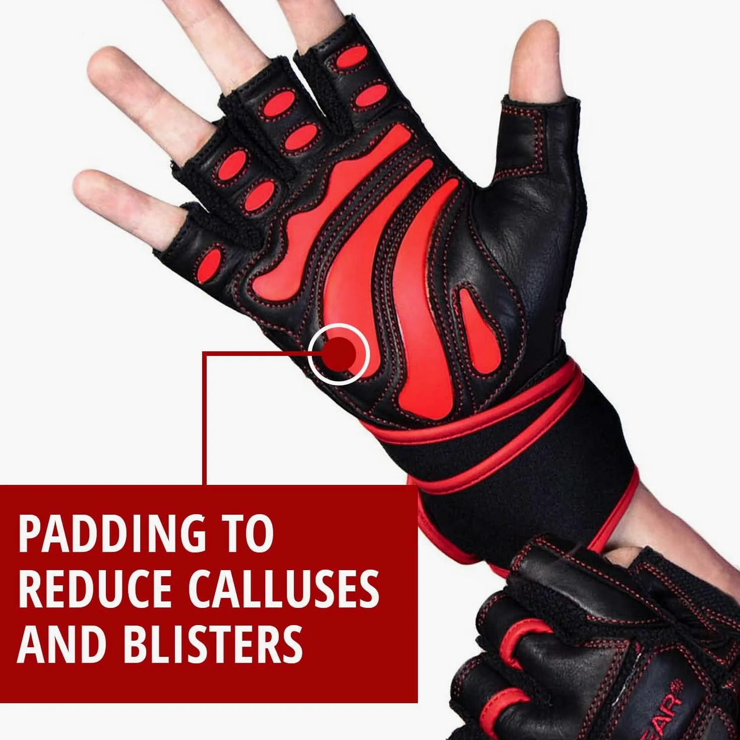 Guantes de pesas para gimnasio Fitness Crossfit Bodybuilding – Guantes de entrenamiento para hombre y mujer – Dominator piel guantes de entrenamiento de Crossfit Cruz W. correa de muñeca Wrap – mejor levantamiento de pesas guantes con muñequera para traba