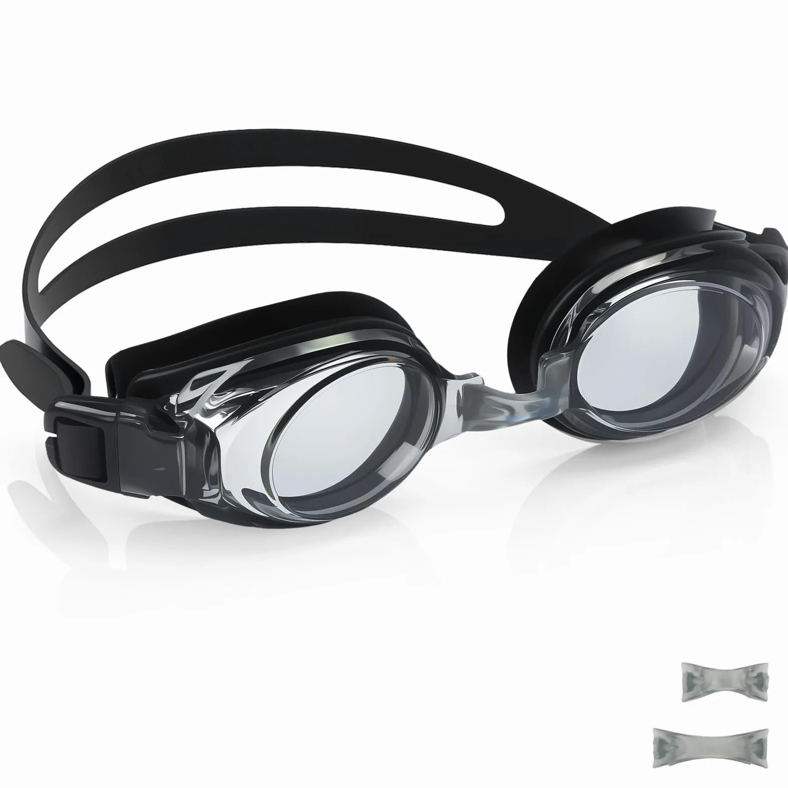 Gafas de natación antivaho para hombres y mujeres, protección UV, sin fugas (negro)