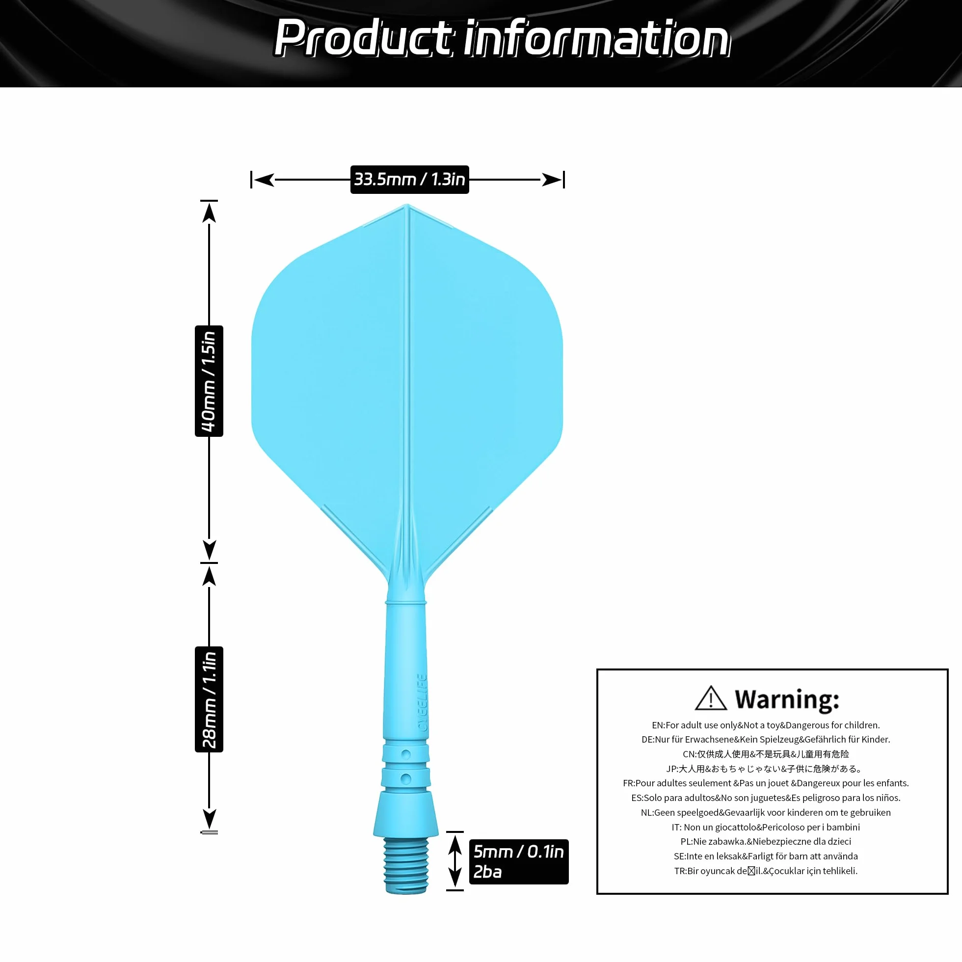 CyeeLife Plumas de Dardos integradas y cañas para Dardos, Precision Moulded 2 en 1 y cañas de Dardos, vástago de Dardos, Accesorios Profesionales para Dardos, Paquete de 9