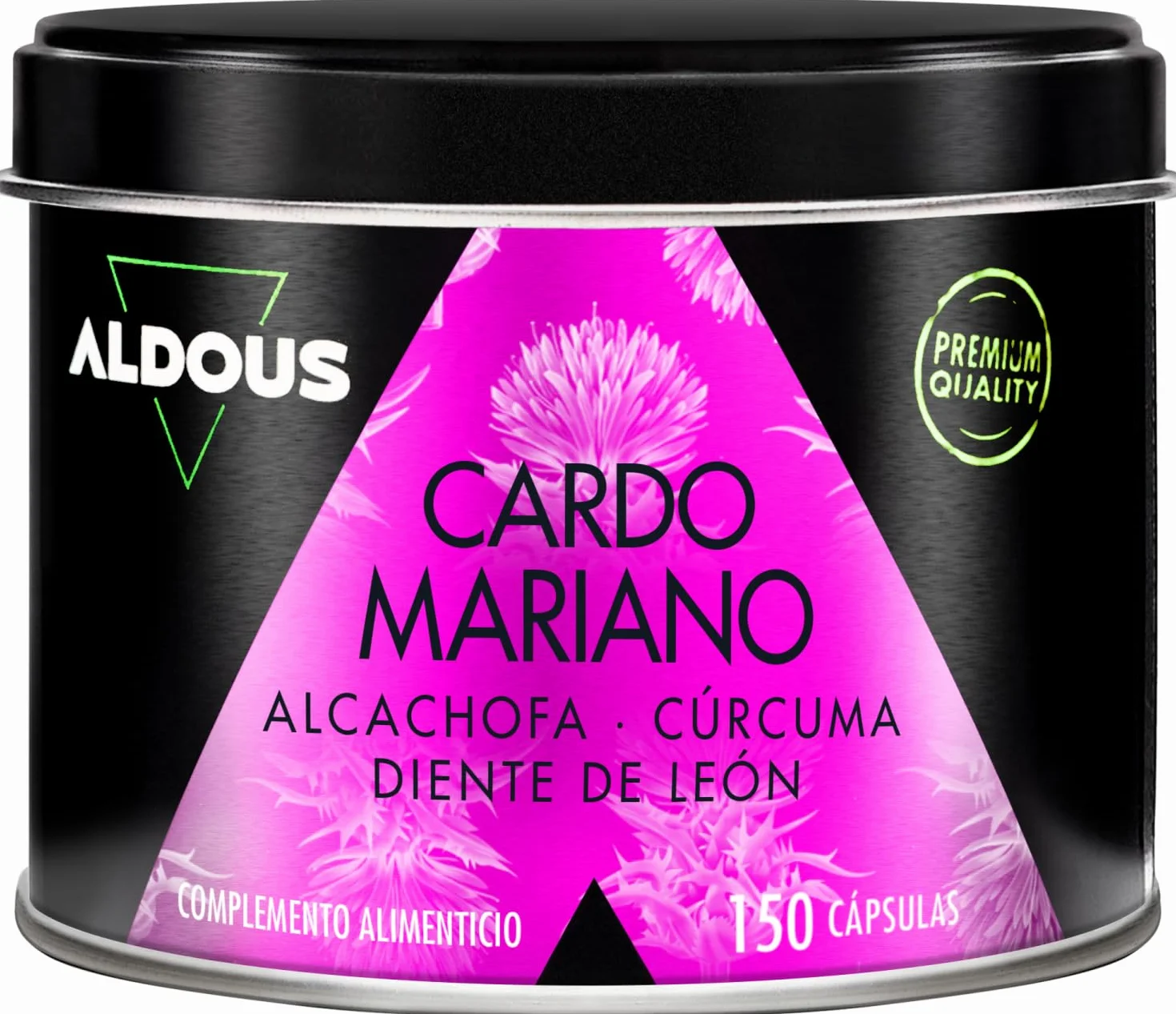 ALDOUS Cardo Mariano Cúrcuma Alcachofa Diente de León Desmodium 150 Cápsulas Detox 80% Silimarina
