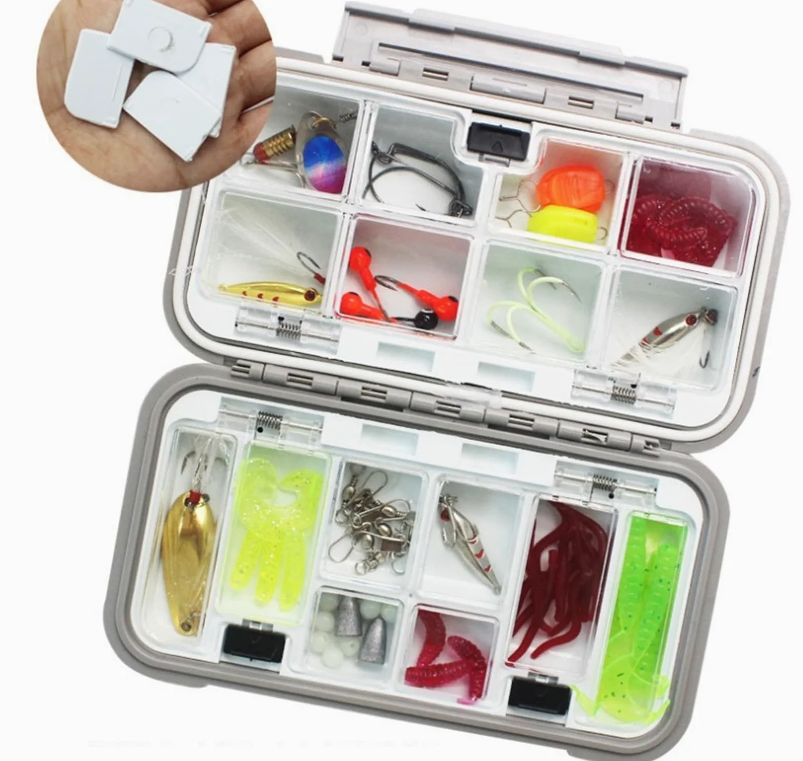 Caja de Almacenamiento de Aparejos Cajas For Señuelos De Pesca, Organizador Portátil Aparejos Con Juego Almacenamiento Plástico Fishing Tackle Box