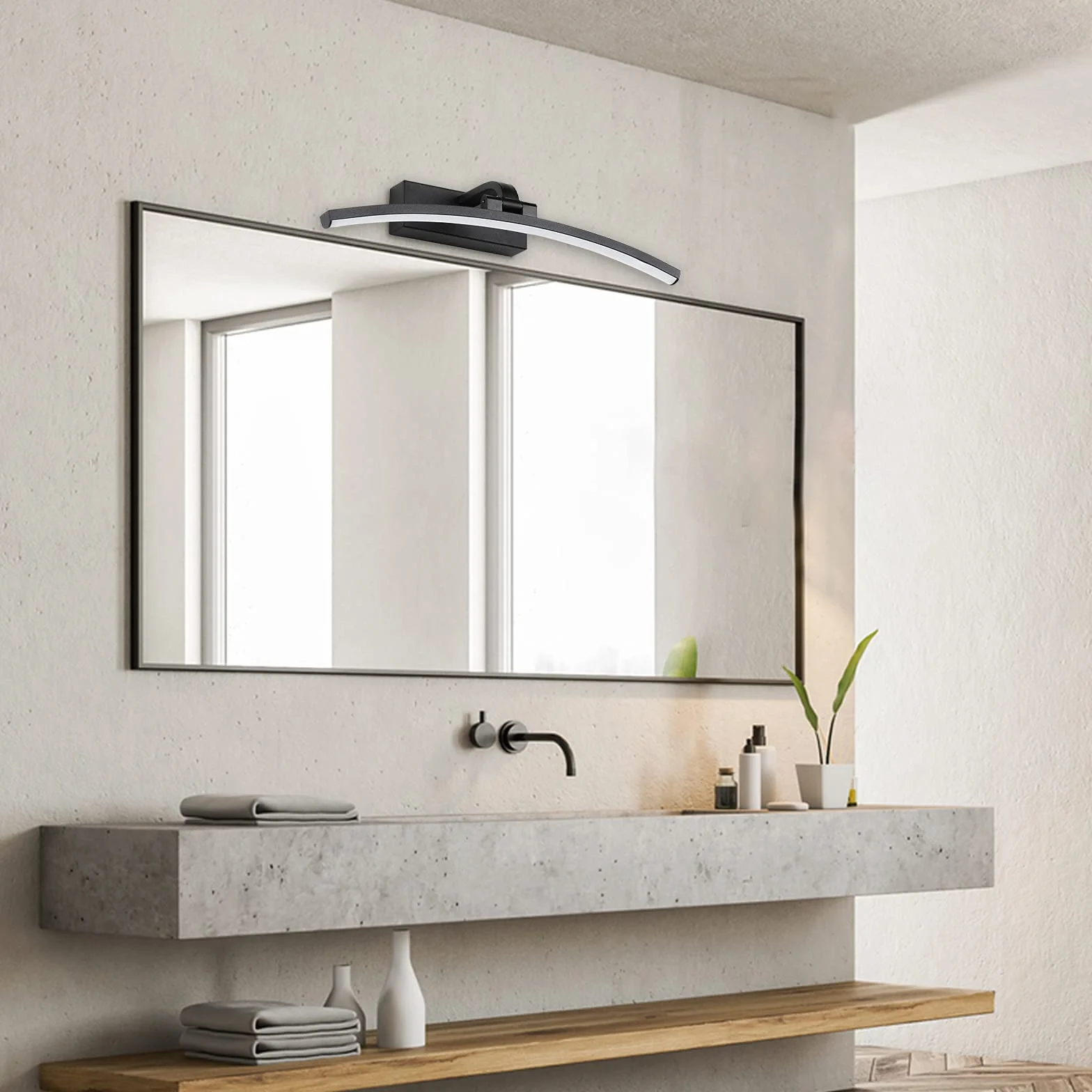 Luz de espejo LED 8W 640 lúmenes IP44 impermeable 4000K 230V 40 cm blanco negro