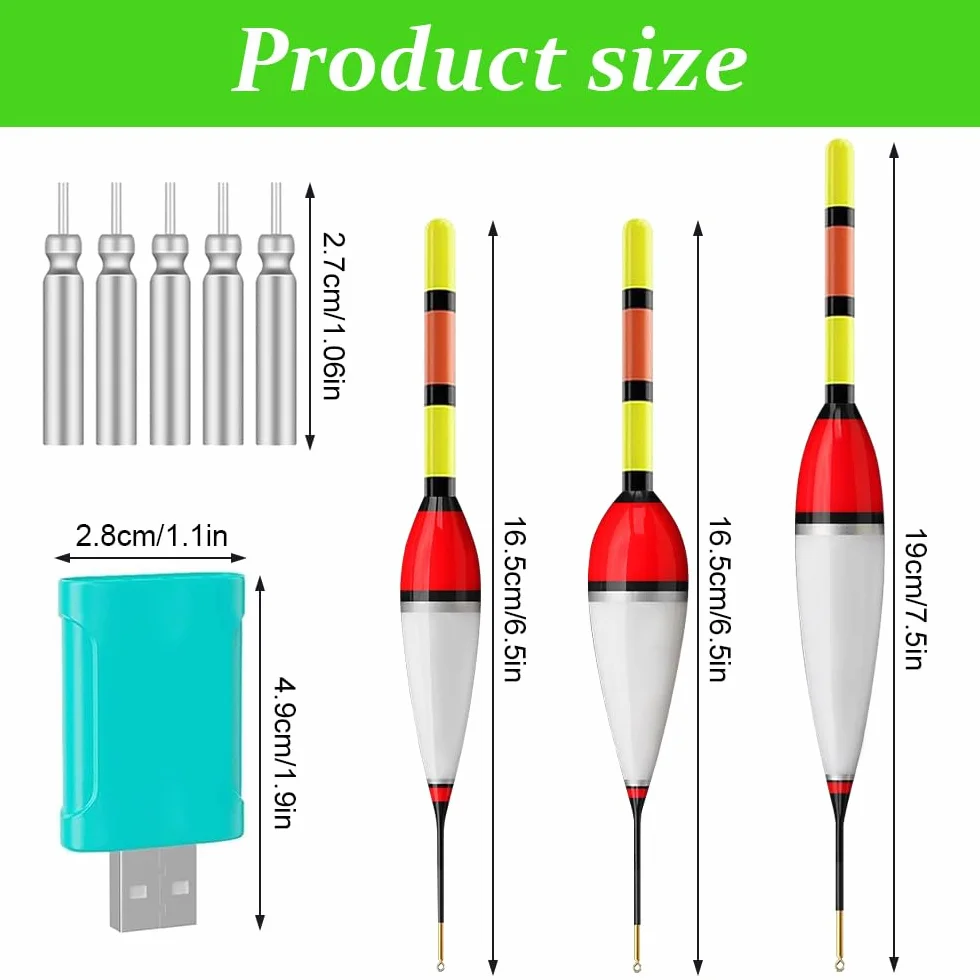 Juego de 3 poses de pesca LED, 6 g/8 g/9 g, con sensor de gravedad y base de metal