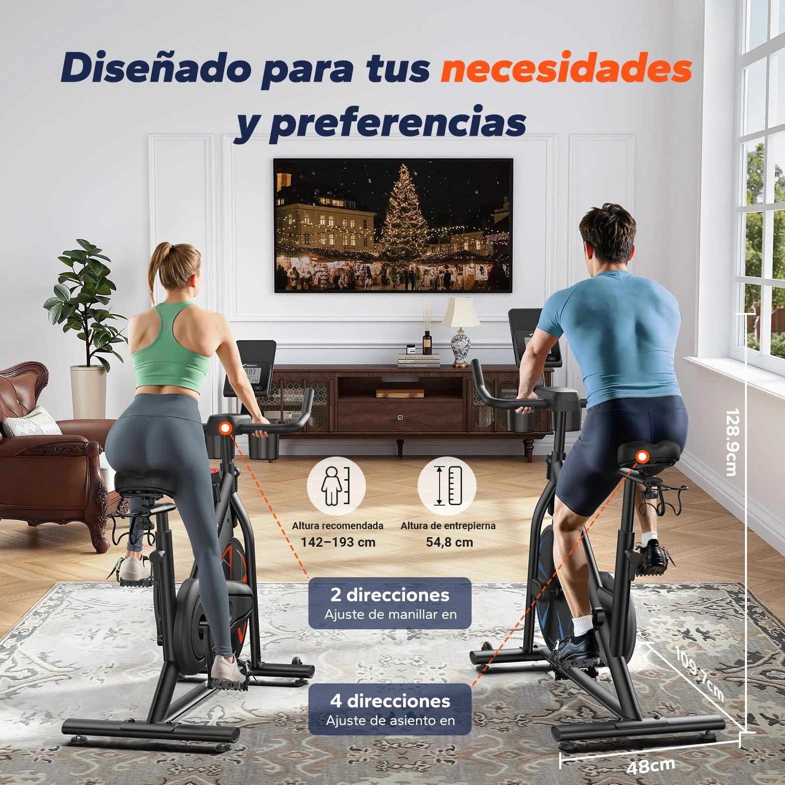 MERACH Bicicleta Estática con Resistencia Magnética, Bicicleta de Interior Silenciosa con Sillín de Aire Amortiguado, Monitor LED, App Propia, Marco en H Estable para Mayor Soporte, Capacidad 150KG