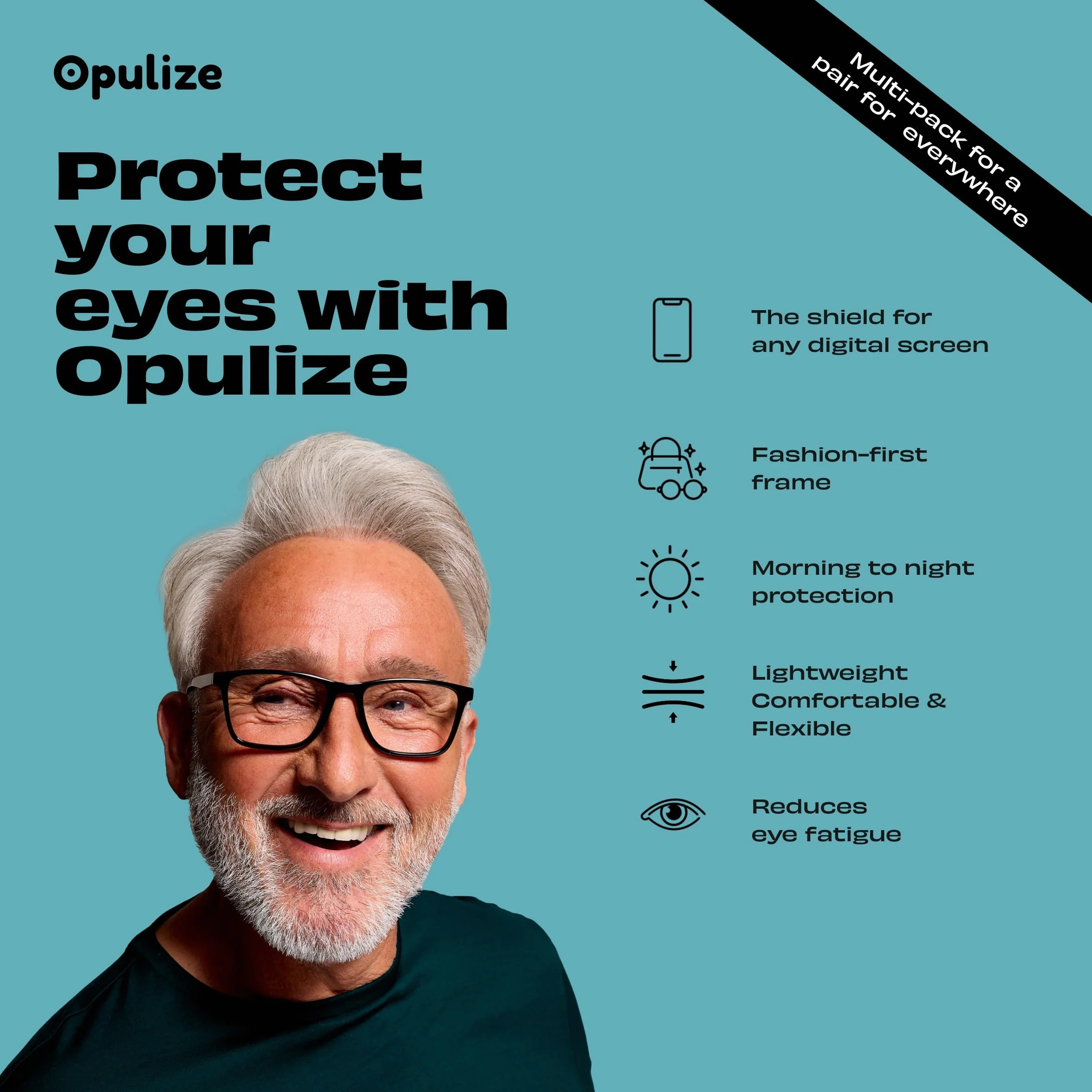 OPULIZE NYX Gafas de Lectura Bloqueo Luz Azul Antideslumbrante Ordenador Protección UV Negro +1,50 Paquete 2