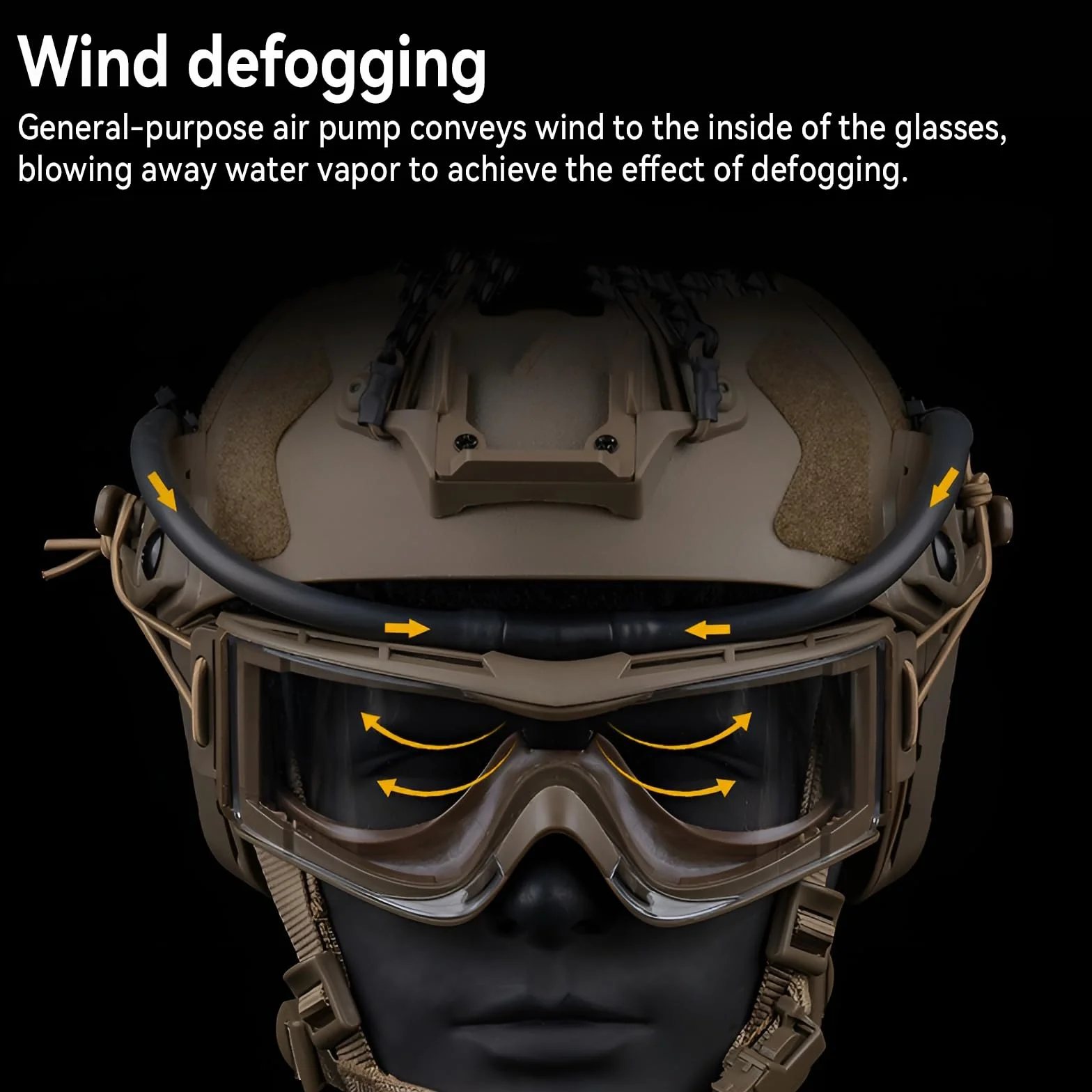 Ventilador antivaho para gafas con perilla ajustable, ajuste de velocidad del viento con cable USB, máscara de botón turbo, lentes de refrigeración, desempañador para la mayoría de cascos, cascos de