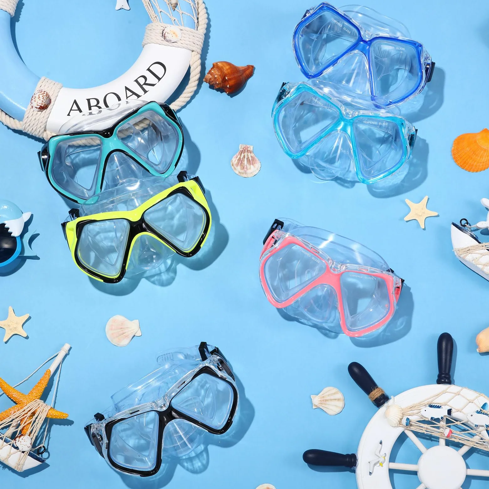 Flutesan 6 gafas de natación con cubierta de nariz para adultos, gafas de piscina, natación, buceo, gafas de natación