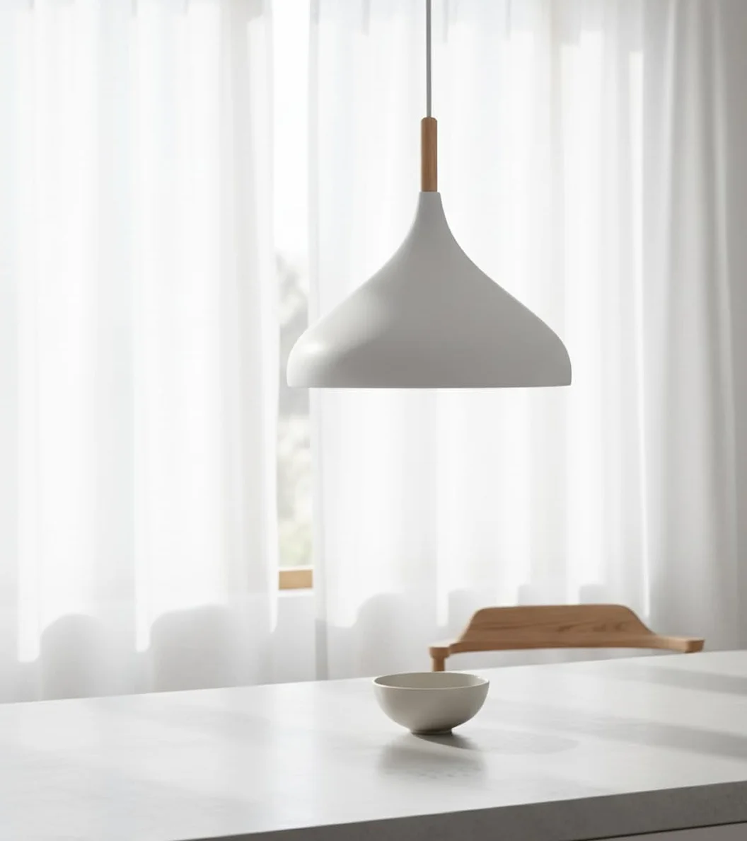 Lámpara Colgante Baviera BEL AIR HOME 1xE27 30 cm Metal Madera Altura Ajustable Blanco