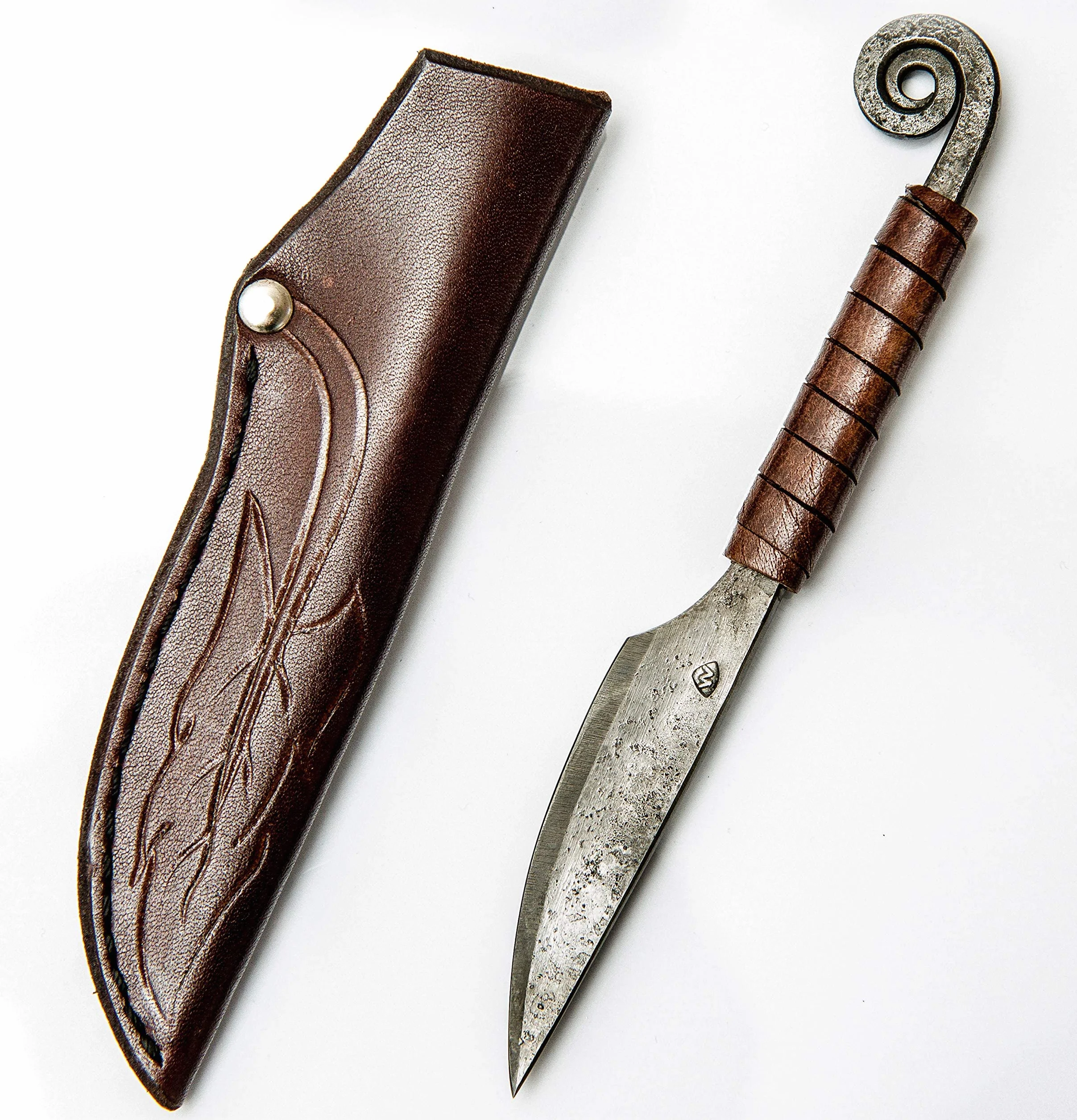 Toferner Cuchillo de acero para letras forjado a mano vintage hoja puntiaguda ultra afilada con estuche de cuero